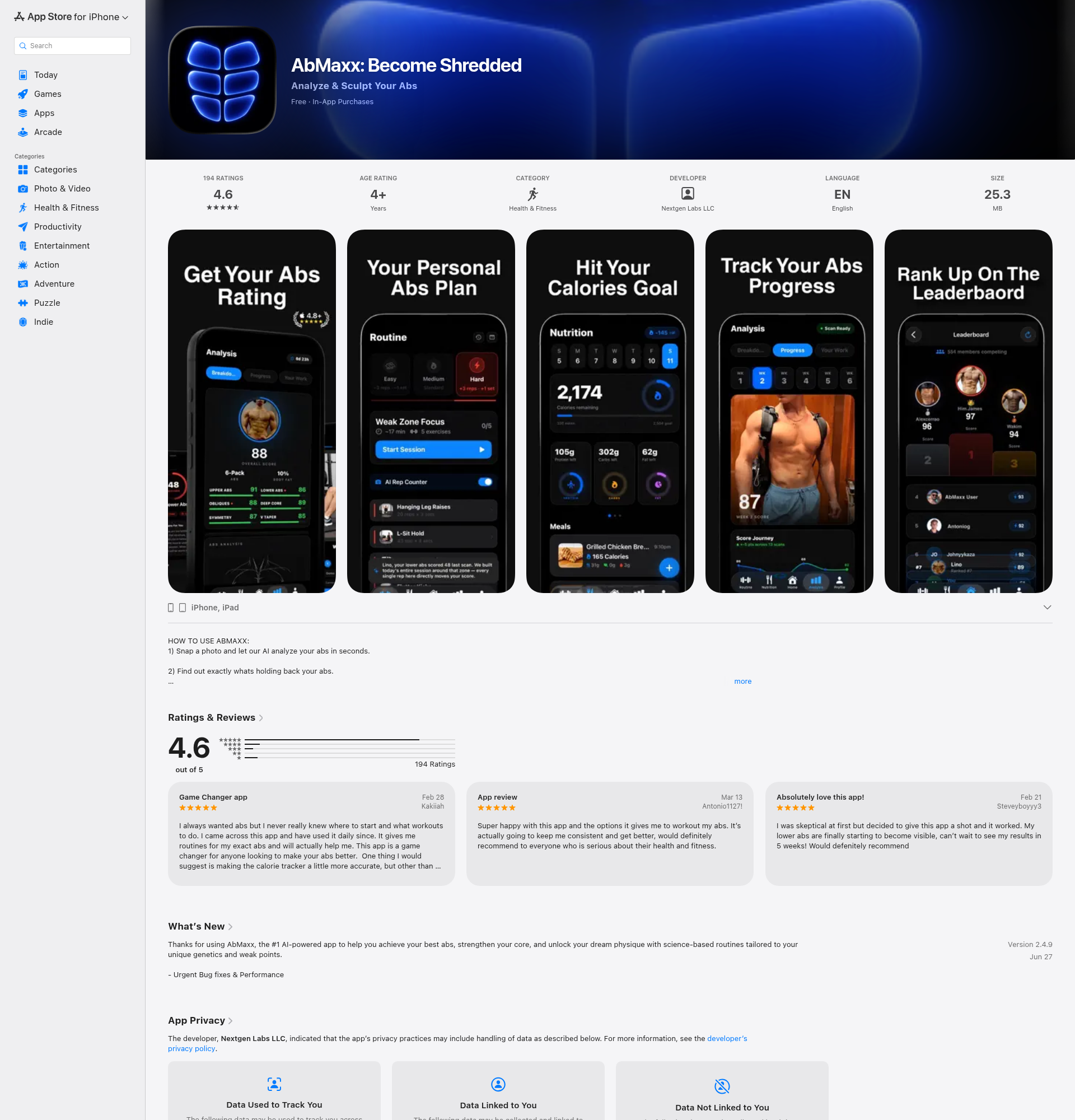 Landing page screenshot for apps.apple.com, 1920 by 2000 pixels