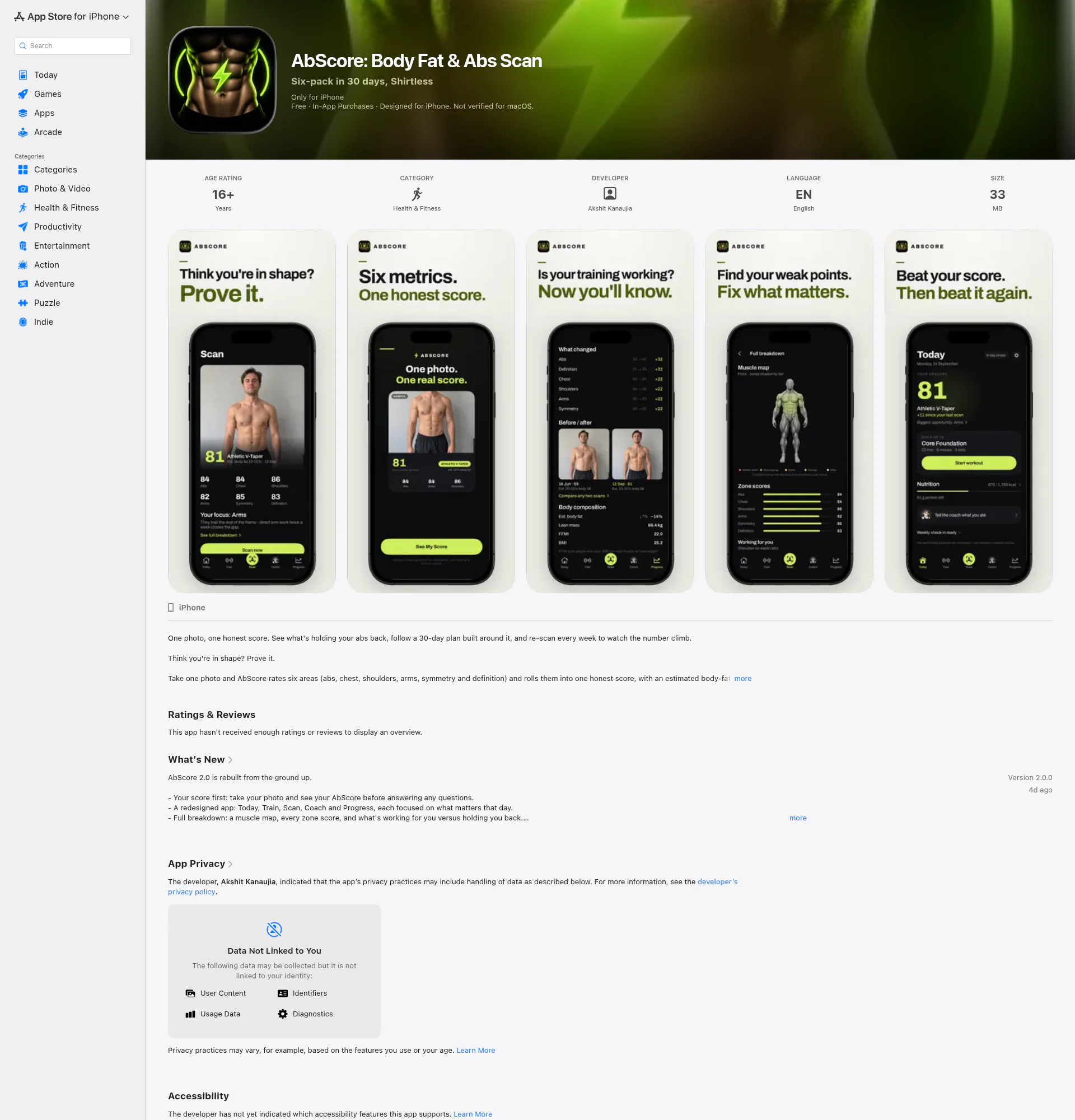 AbScore landing page
