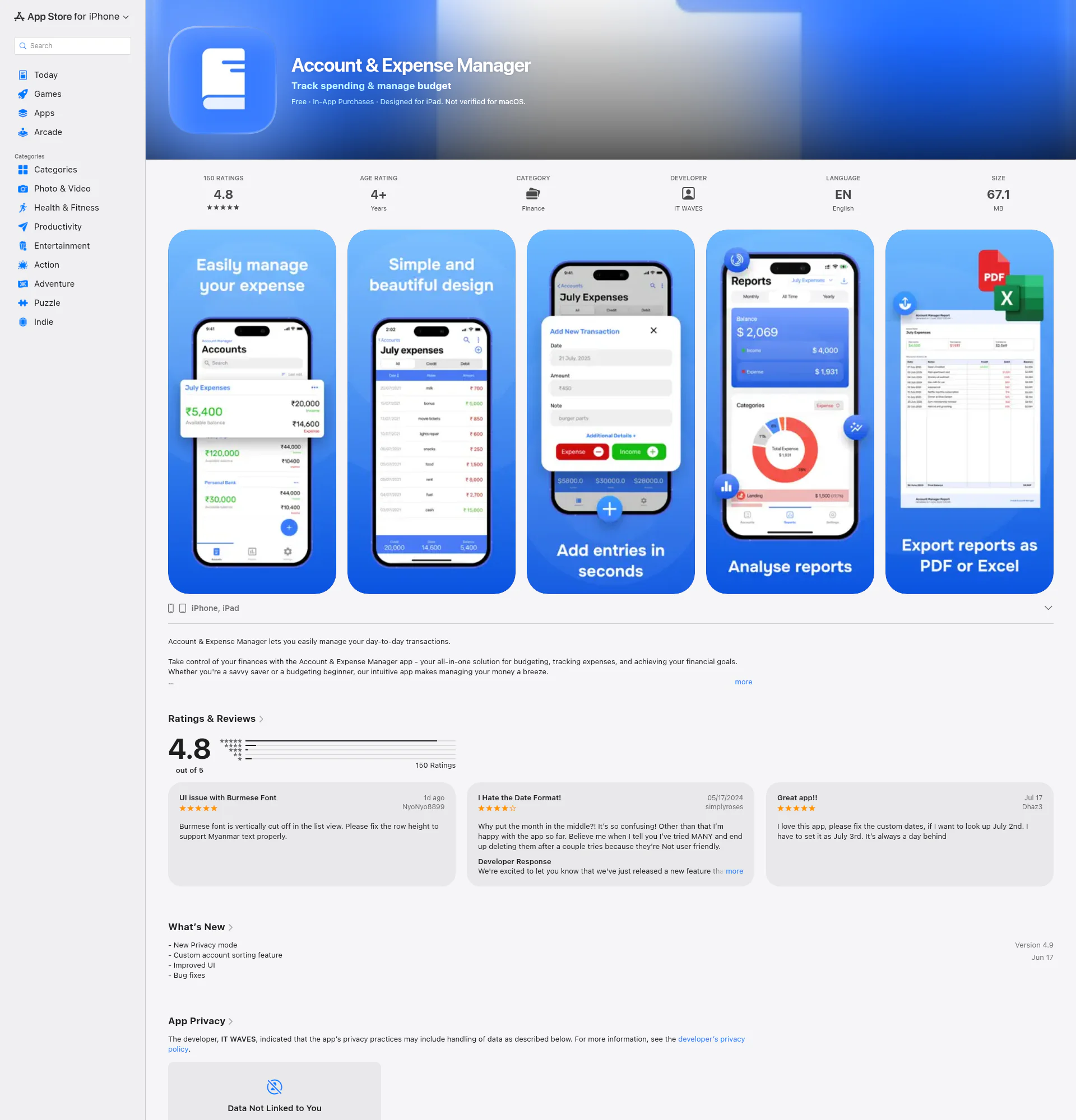 Account & Expense Manager landing page