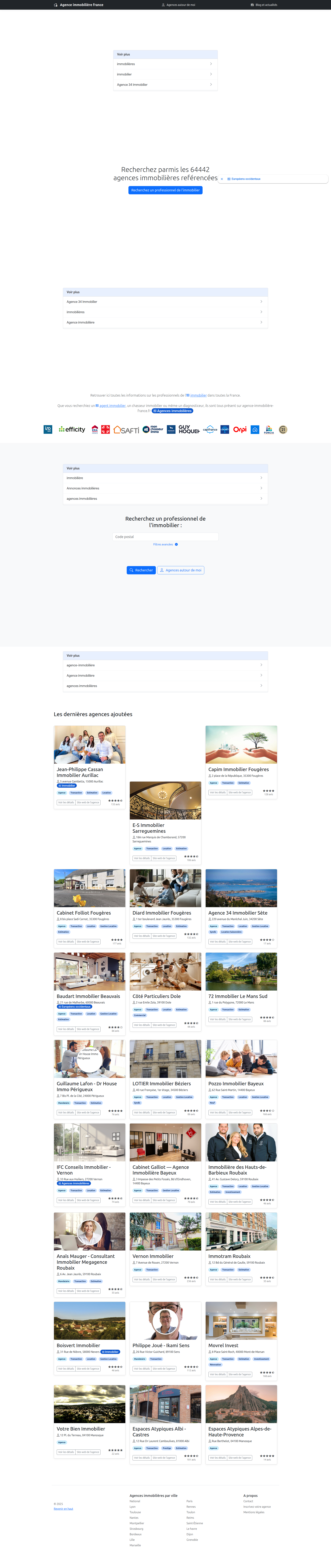 Landing page screenshot for agence-immobiliere-france.fr, 1920 by 9102 pixels