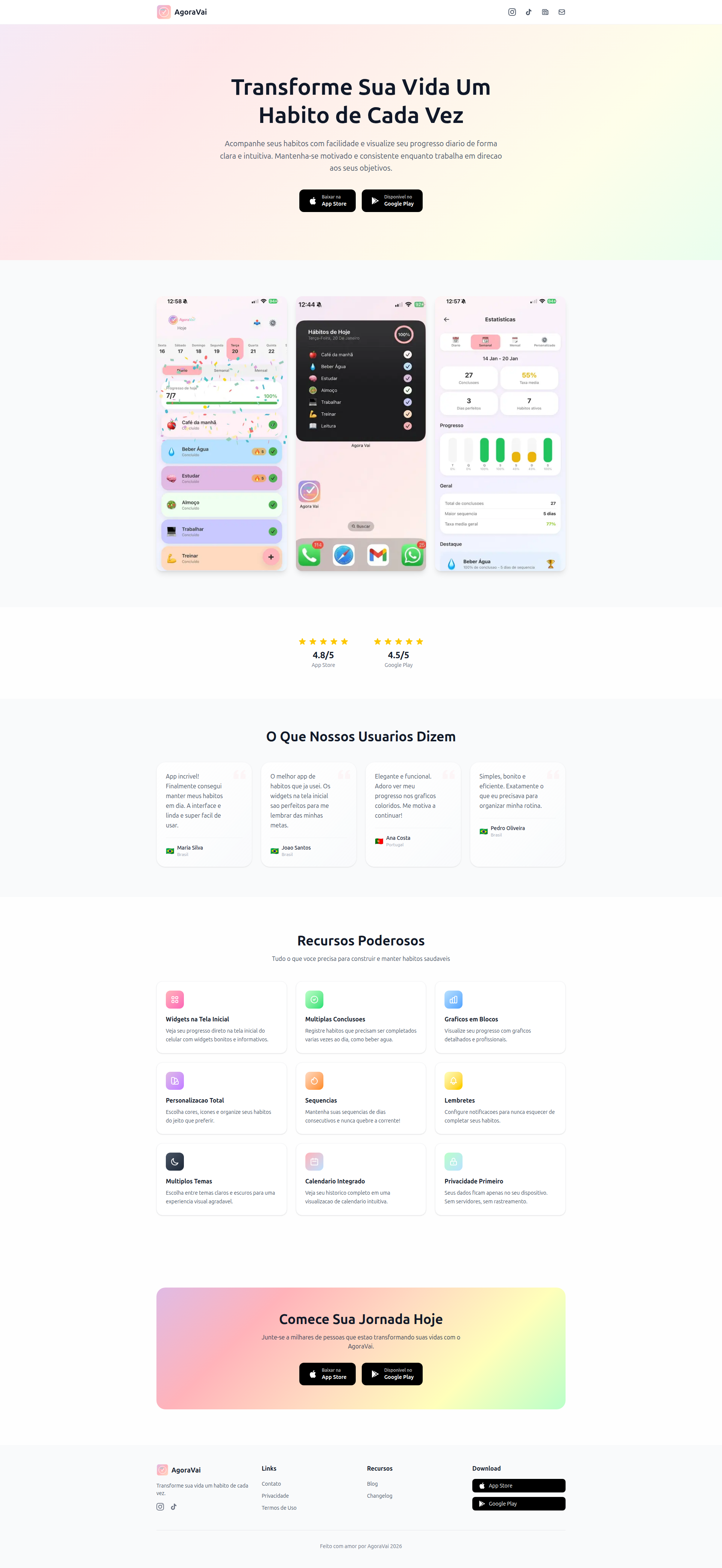 Landing page screenshot for agora-vai.site, 1920 by 4171 pixels