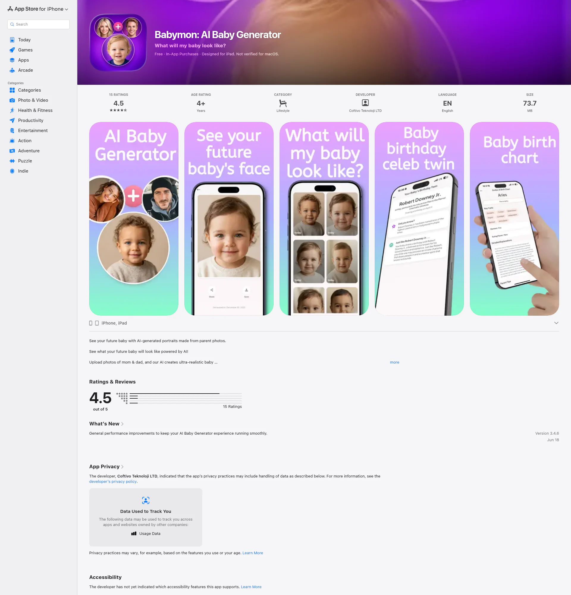 AI Baby Generator landing page