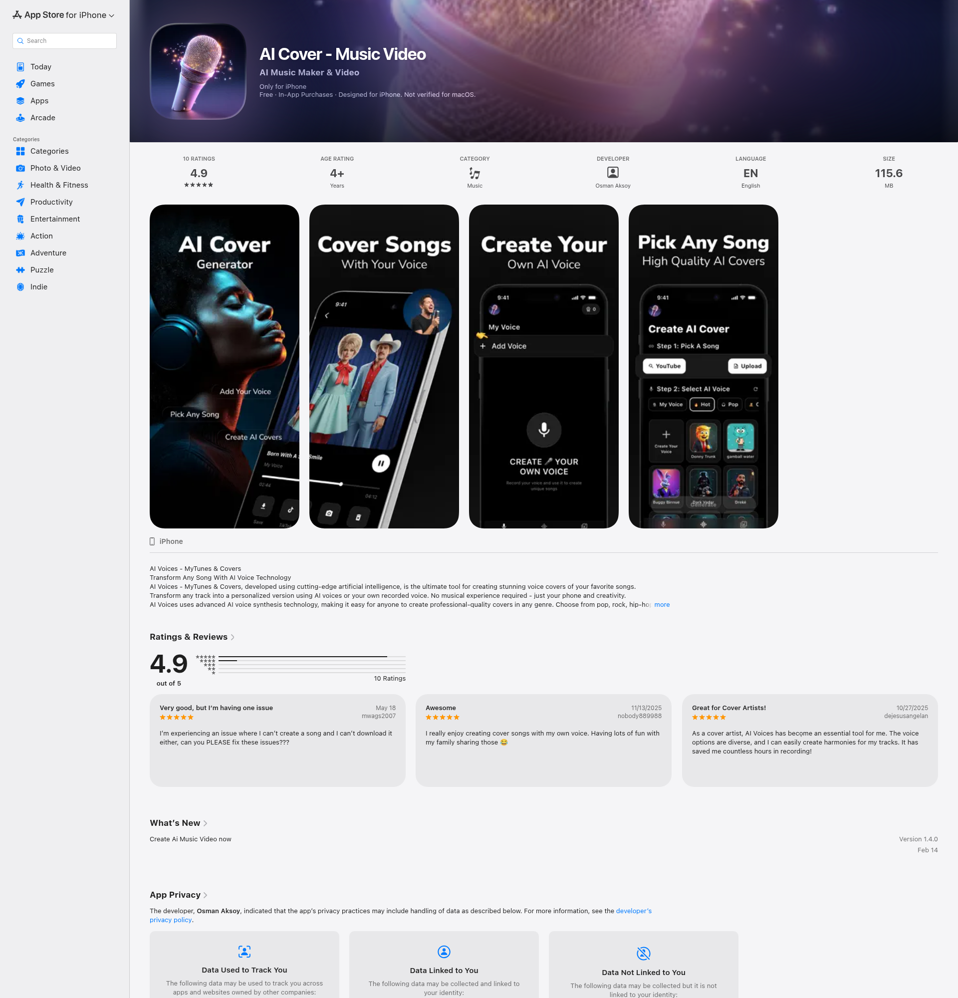 Landing page screenshot for apps.apple.com, 1920 by 2000 pixels