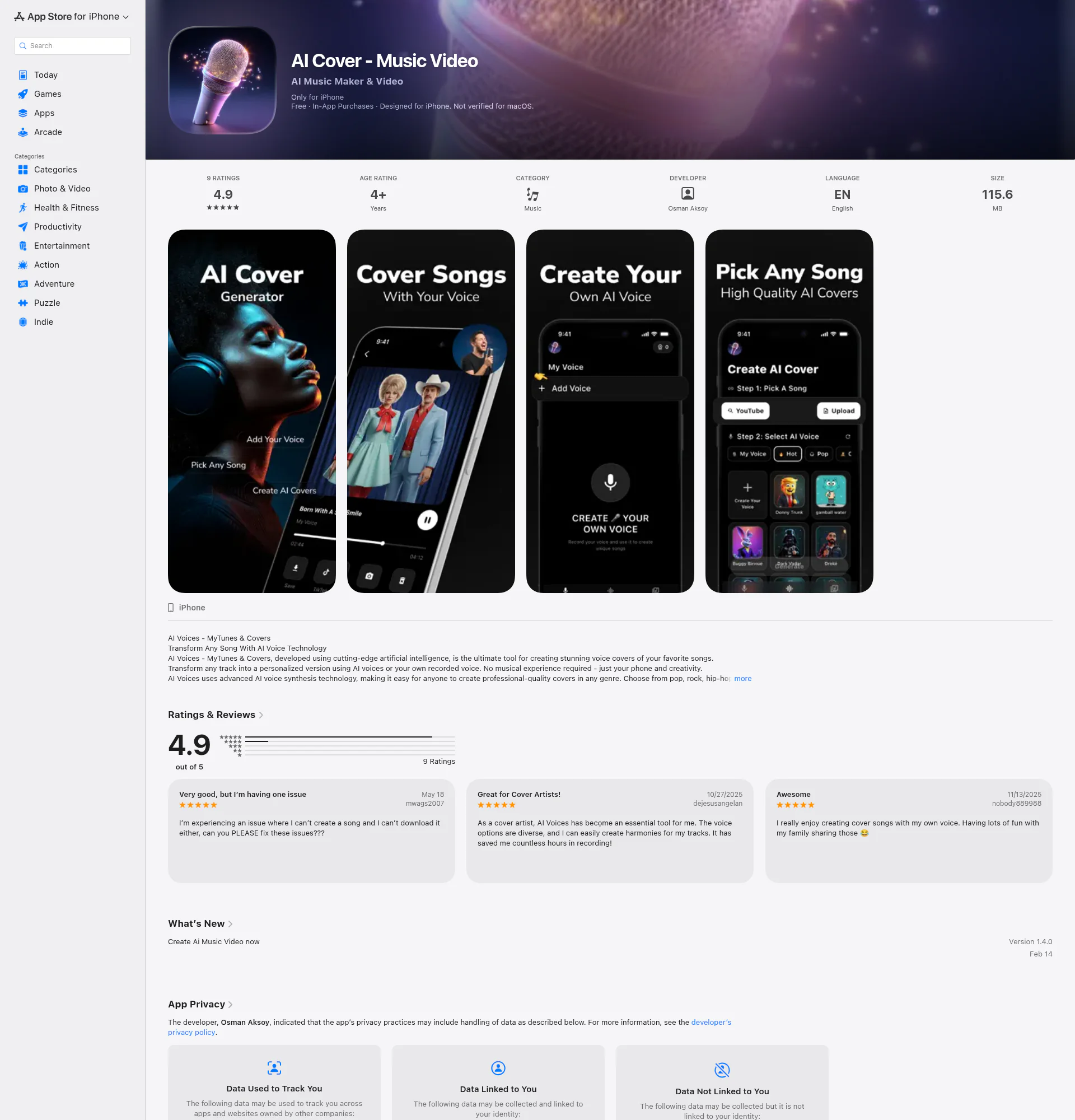 AI Cover Music Video landing page