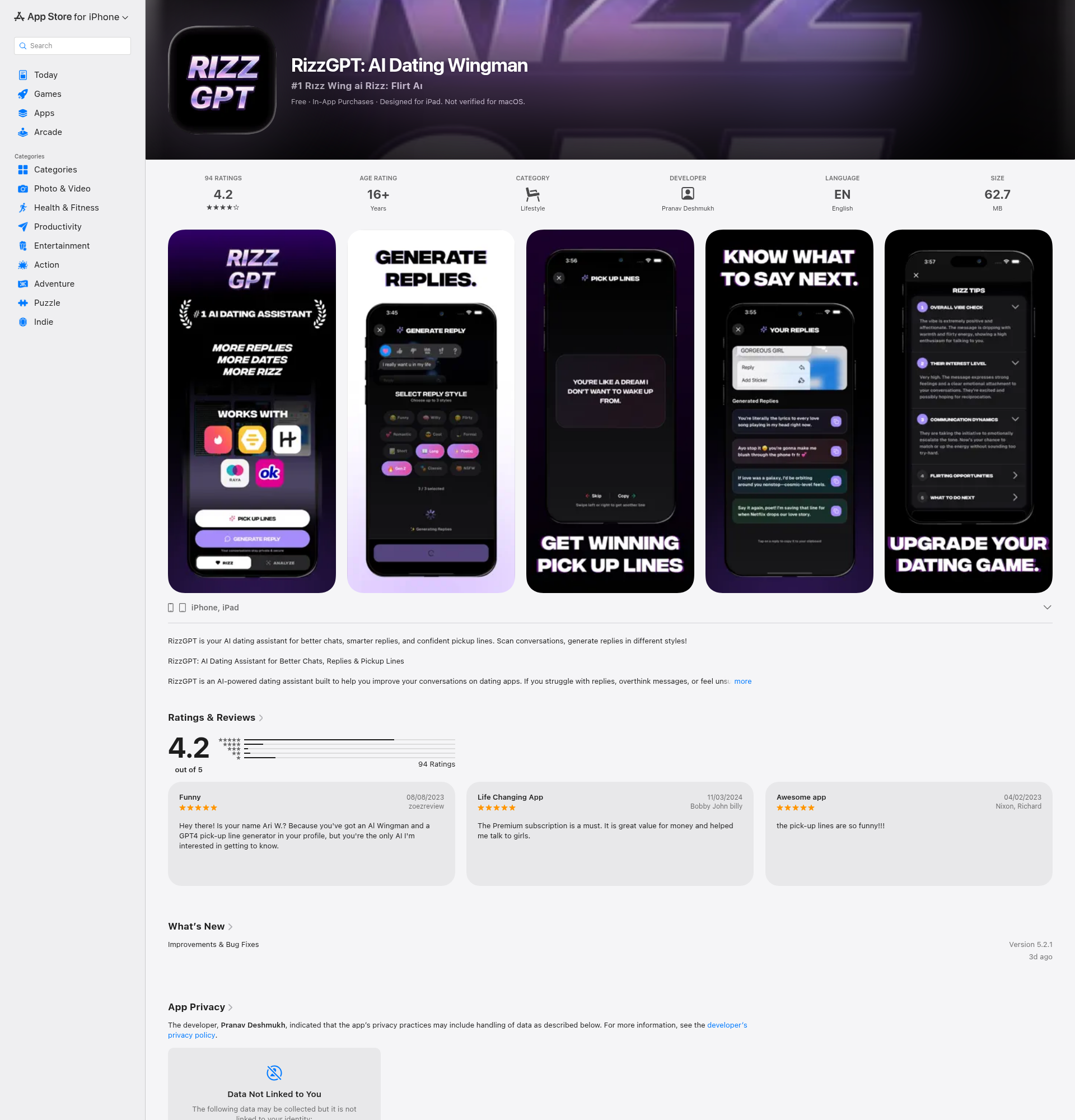 Landing page screenshot for apps.apple.com, 1920 by 2000 pixels
