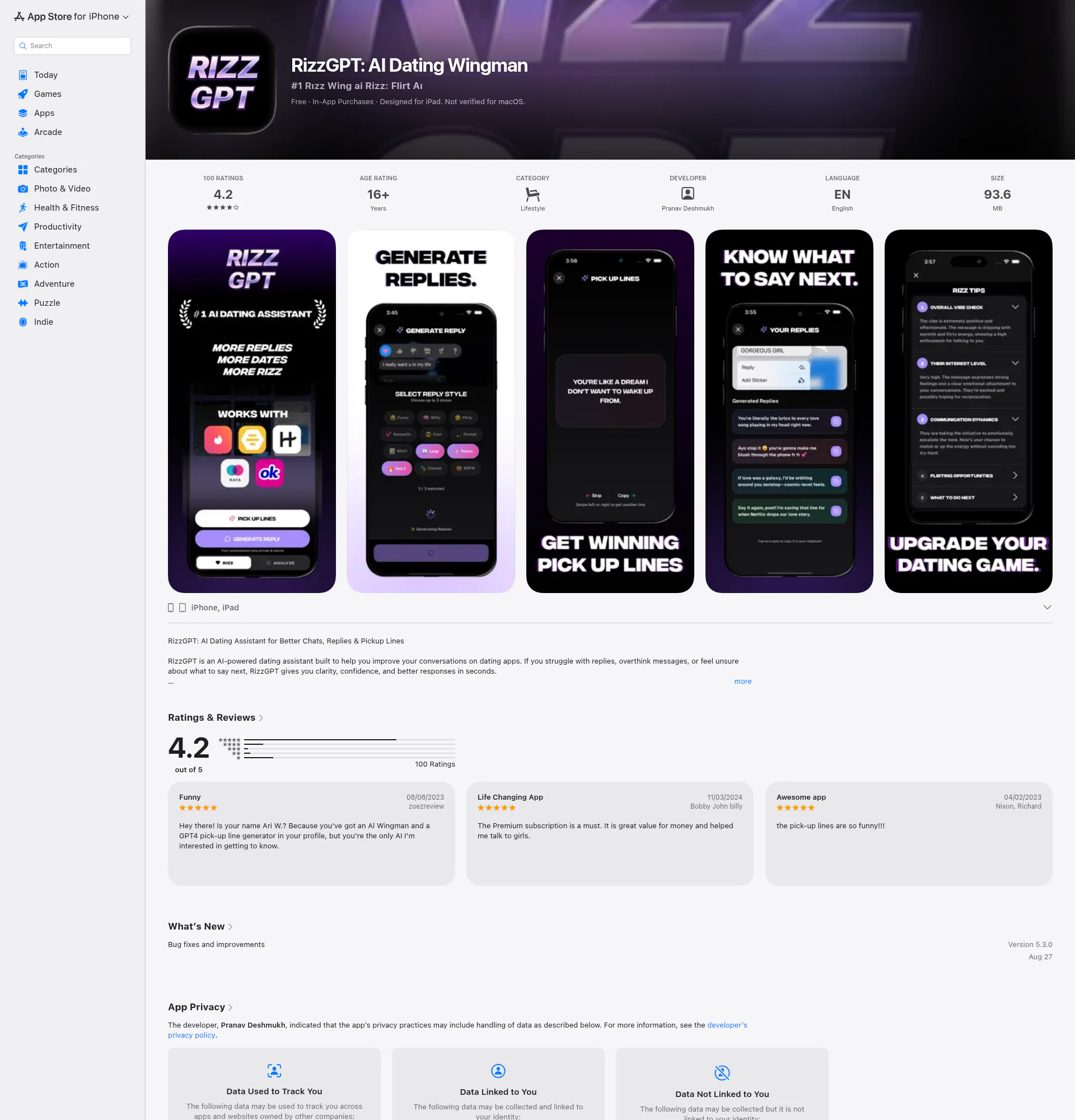AI Dating Assistant landing page
