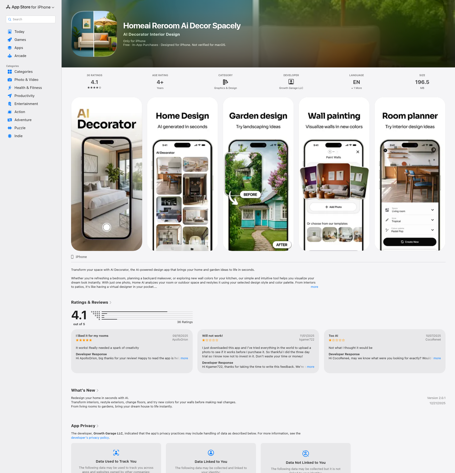 Landing page screenshot for apps.apple.com, 1920 by 2000 pixels