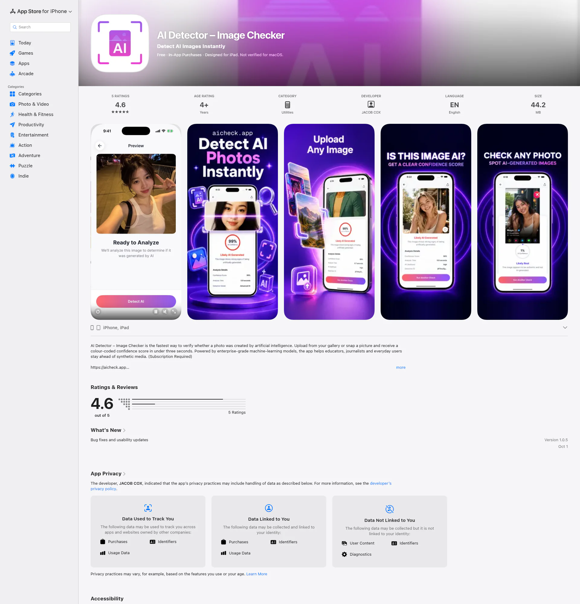 AI Detector - Image Checker landing page