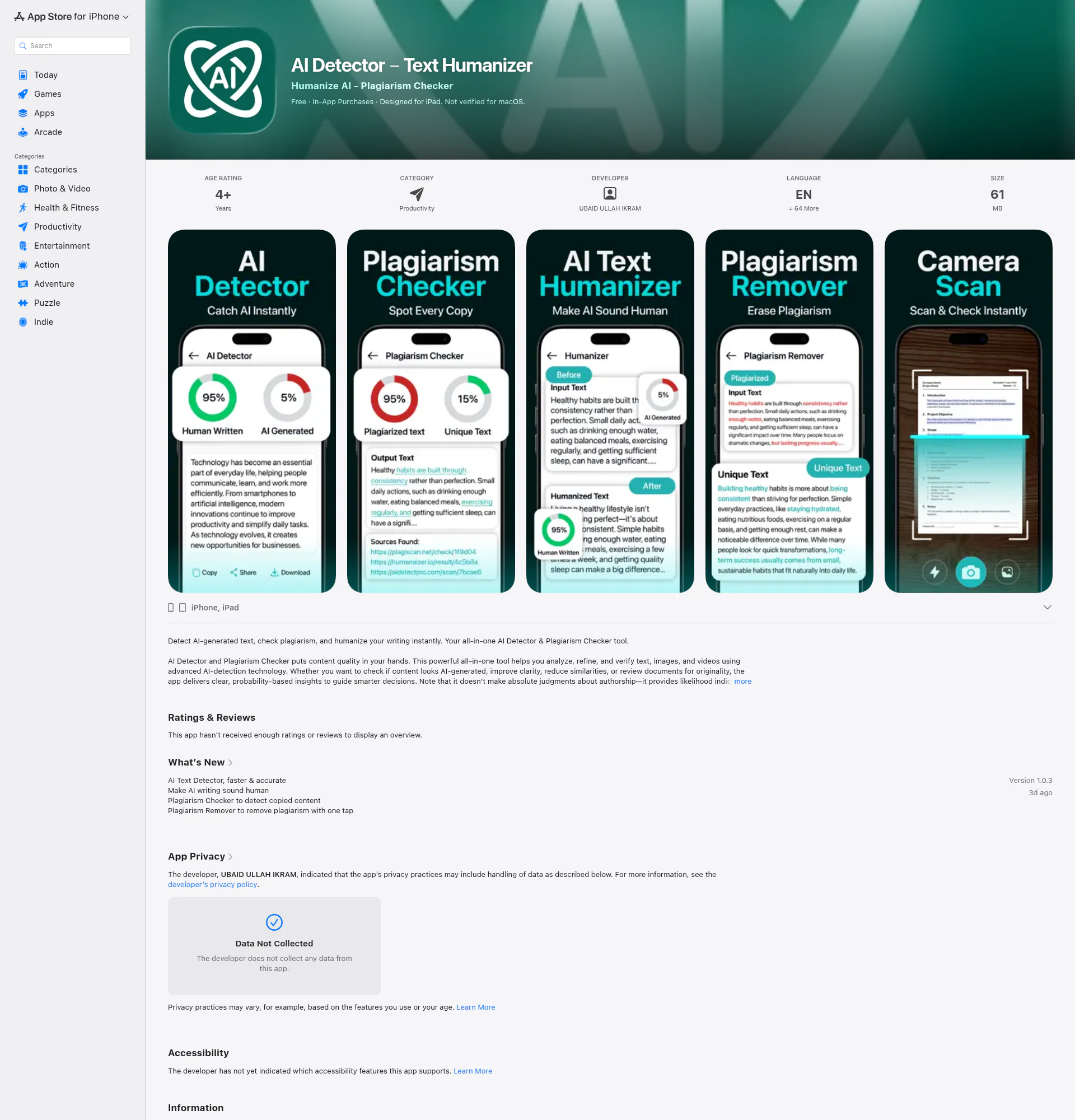 AI Detector & Plagiarism Checker landing page