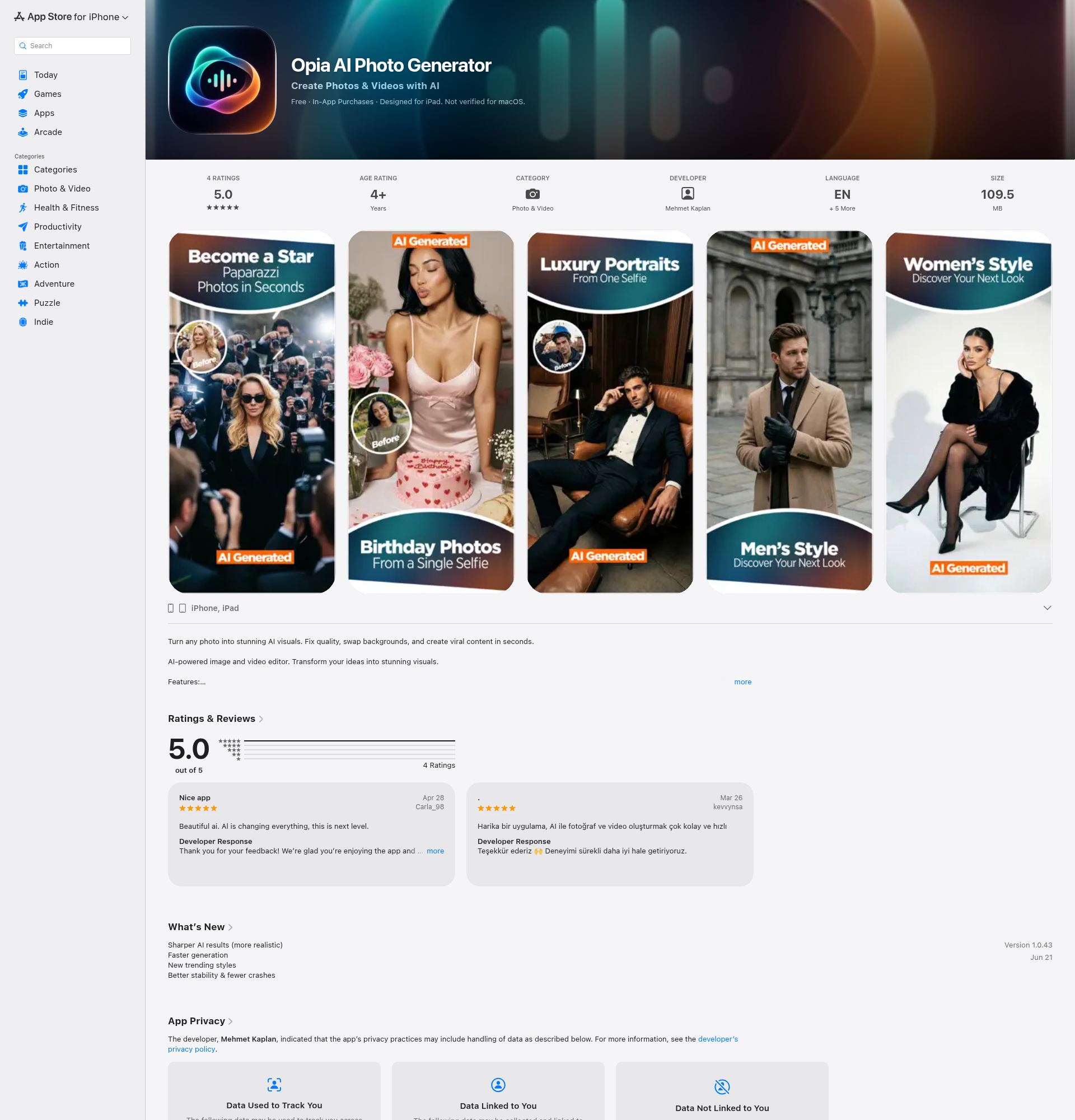 Landing page screenshot for apps.apple.com, 1920 by 2000 pixels