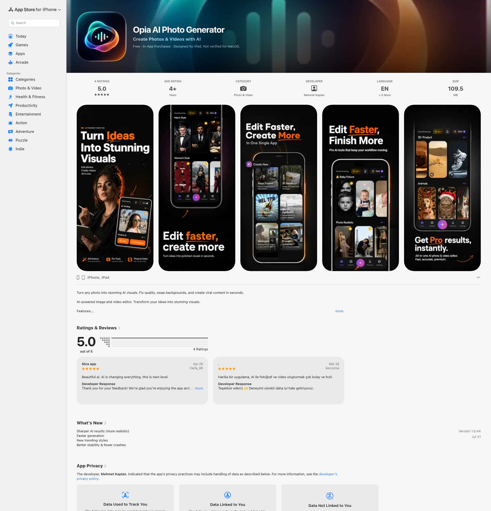 Ai Editor: Photo & Video landing page