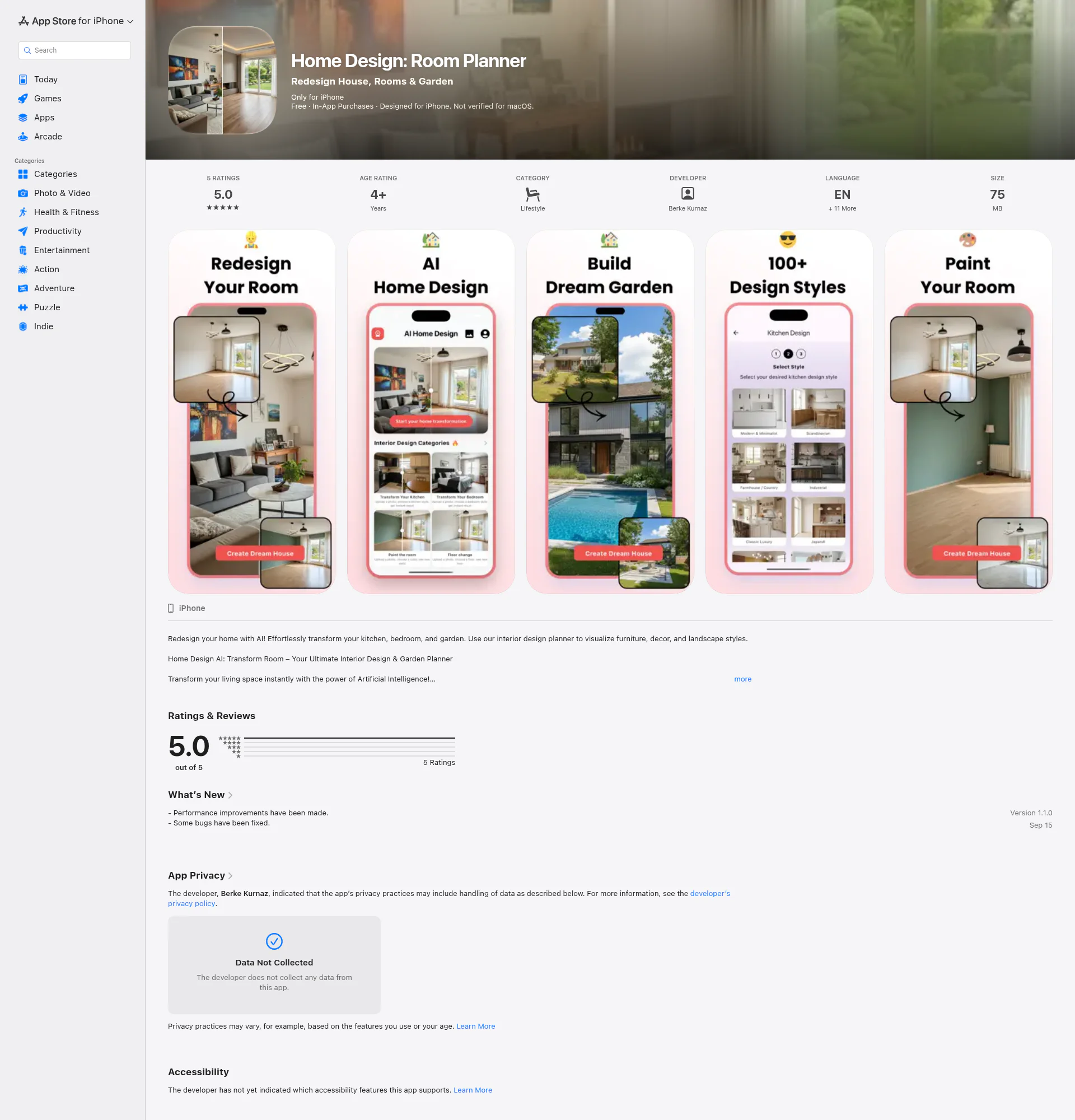 AI Home Design landing page