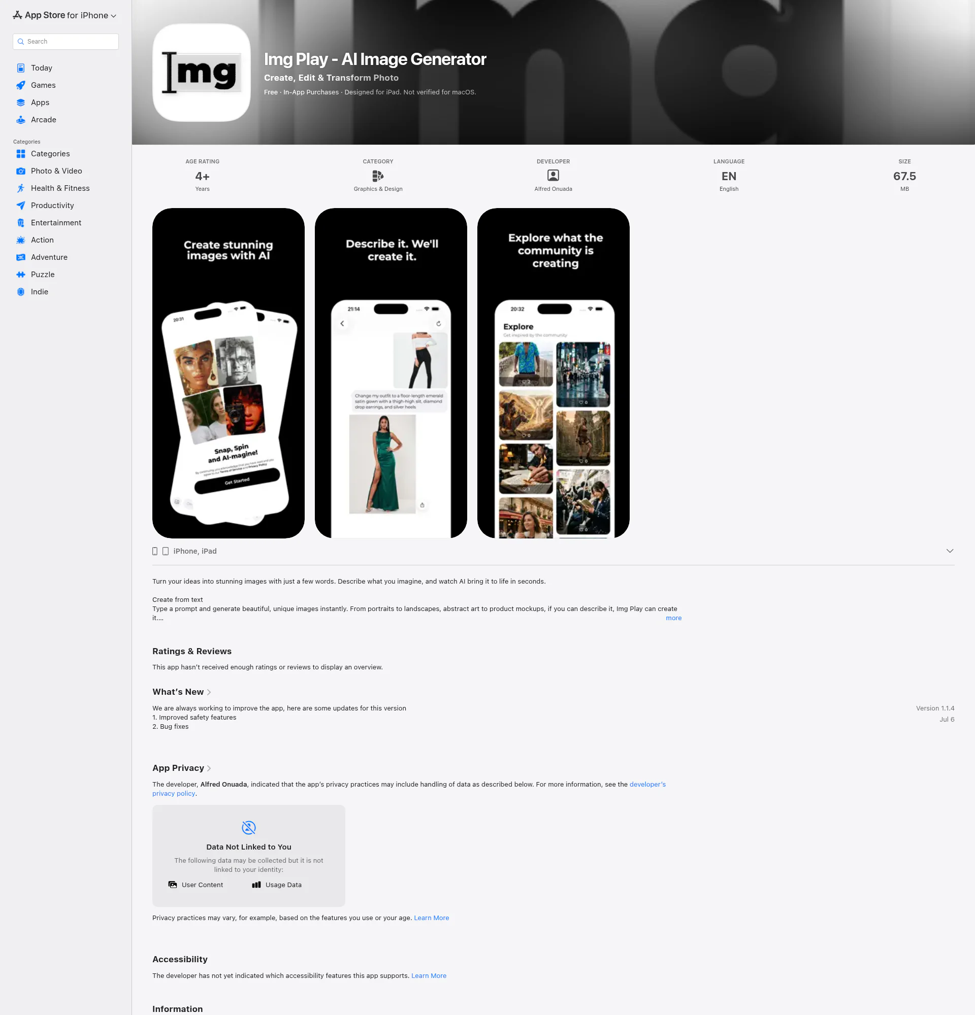 AI Image Playground landing page