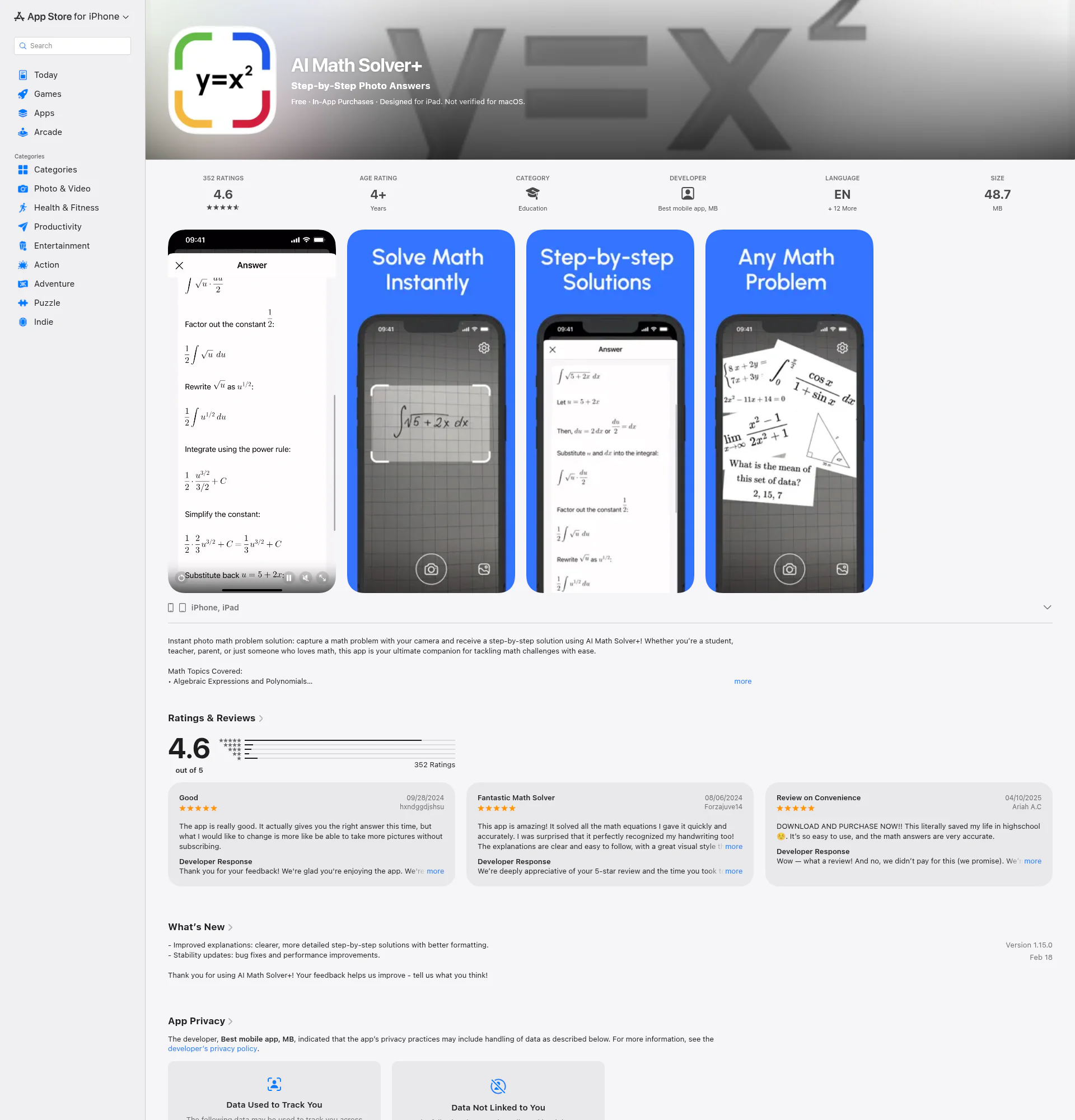 AI Math Solver+ landing page