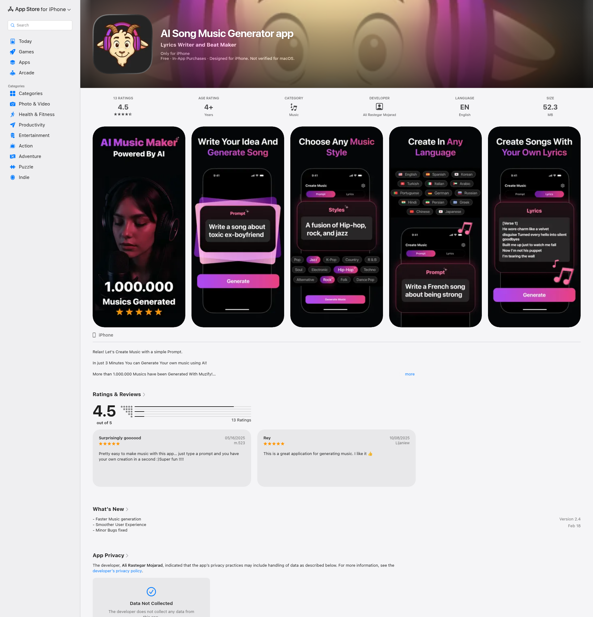 Landing page screenshot for apps.apple.com, 1920 by 2000 pixels