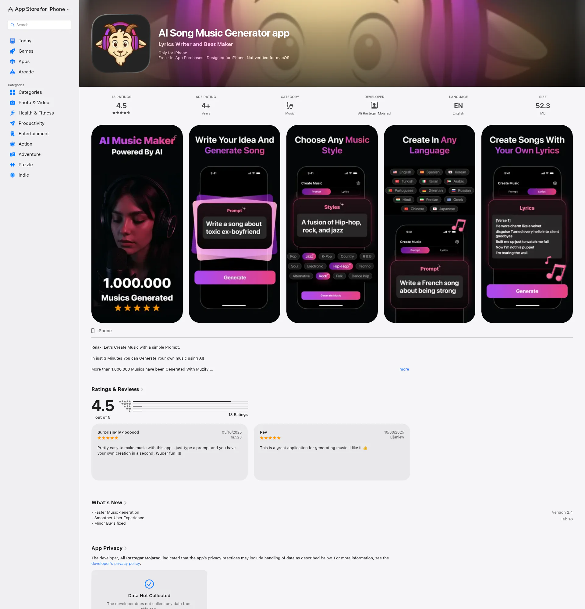 AI Music Maker - Muzify landing page