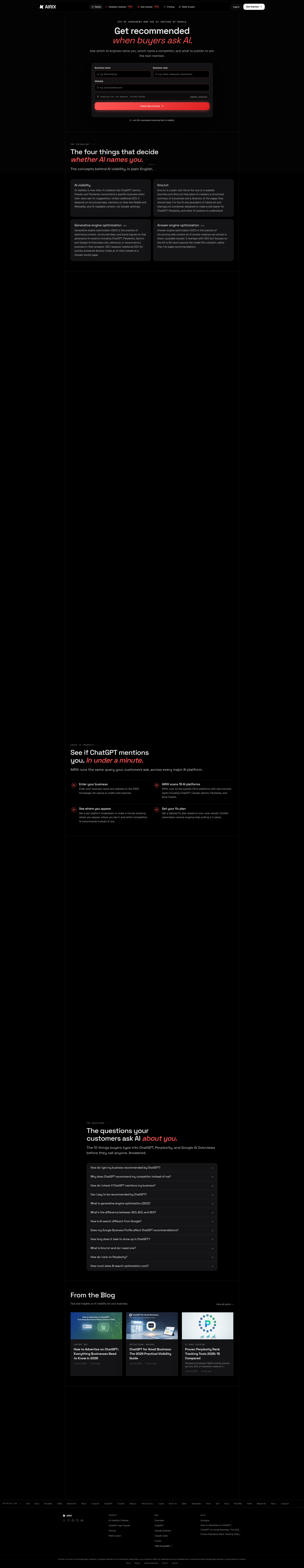 Landing page screenshot for airix.app, 1905 by 9826 pixels