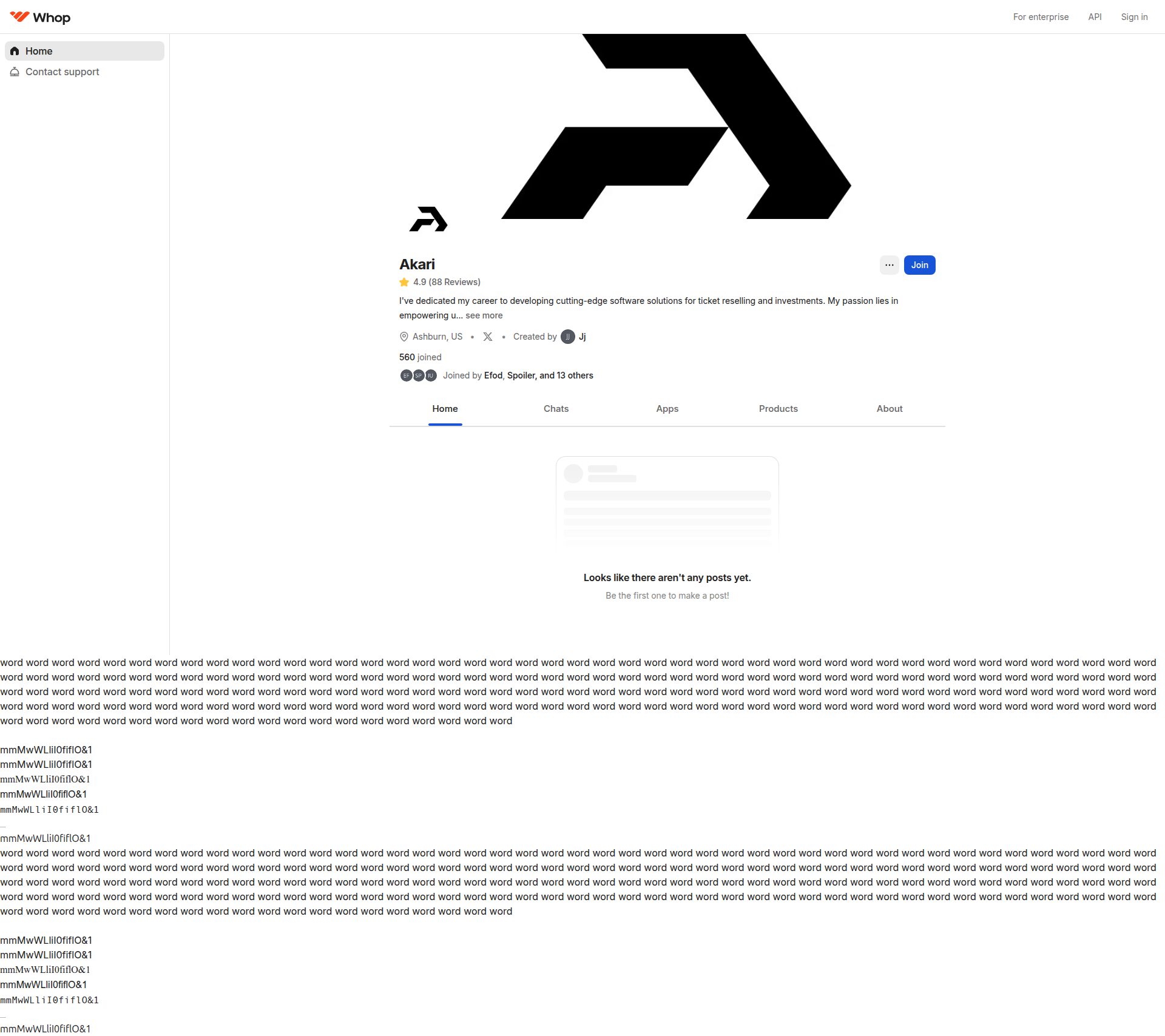 Landing page screenshot for whop.com, 1920 by 1708 pixels
