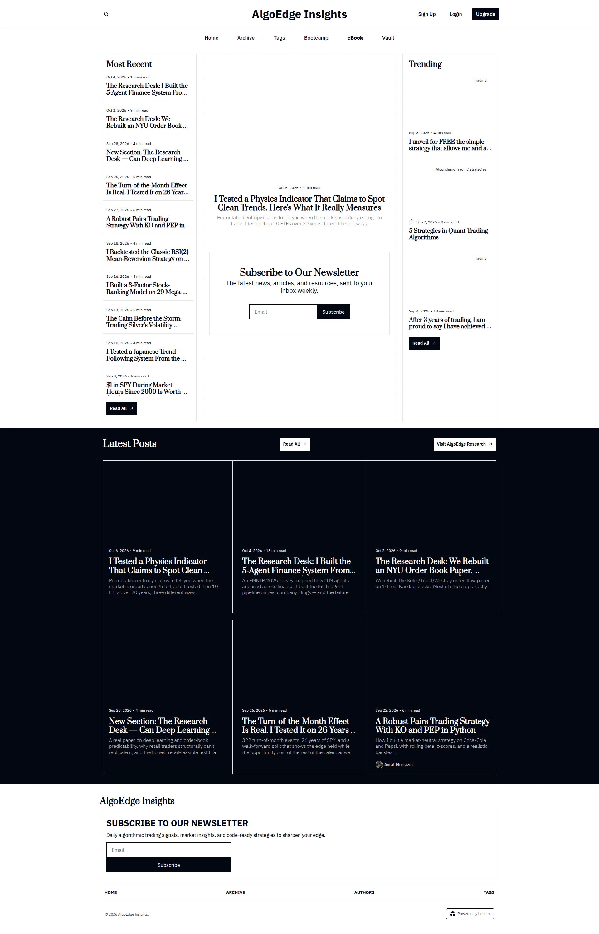 AlgoEdge Insights landing page