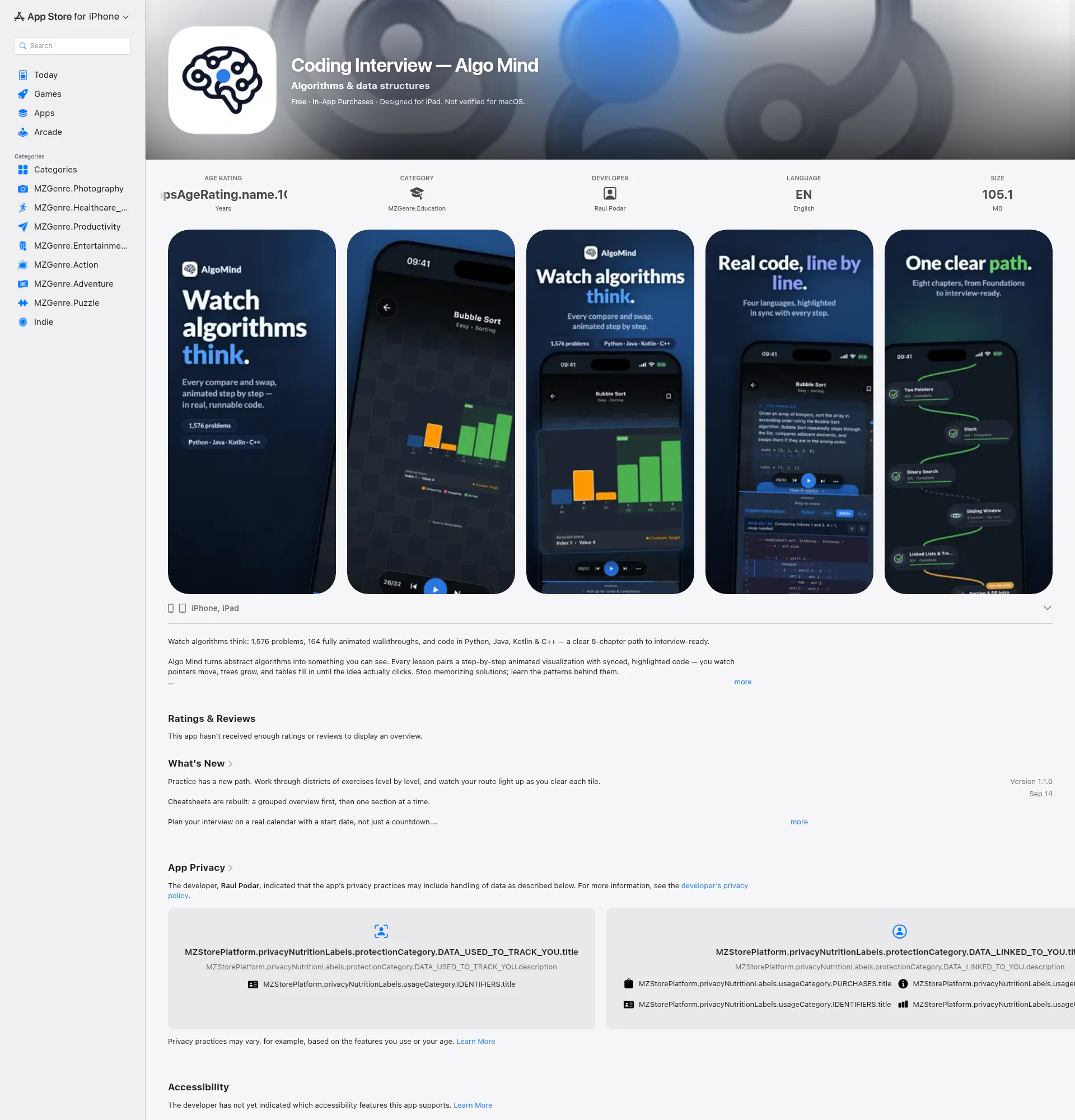 AlgoMind landing page