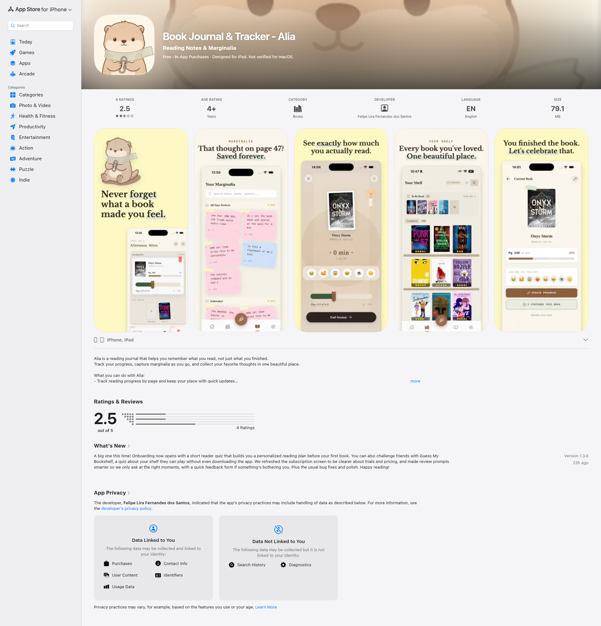 Landing page screenshot for apps.apple.com, 1920 by 2000 pixels
