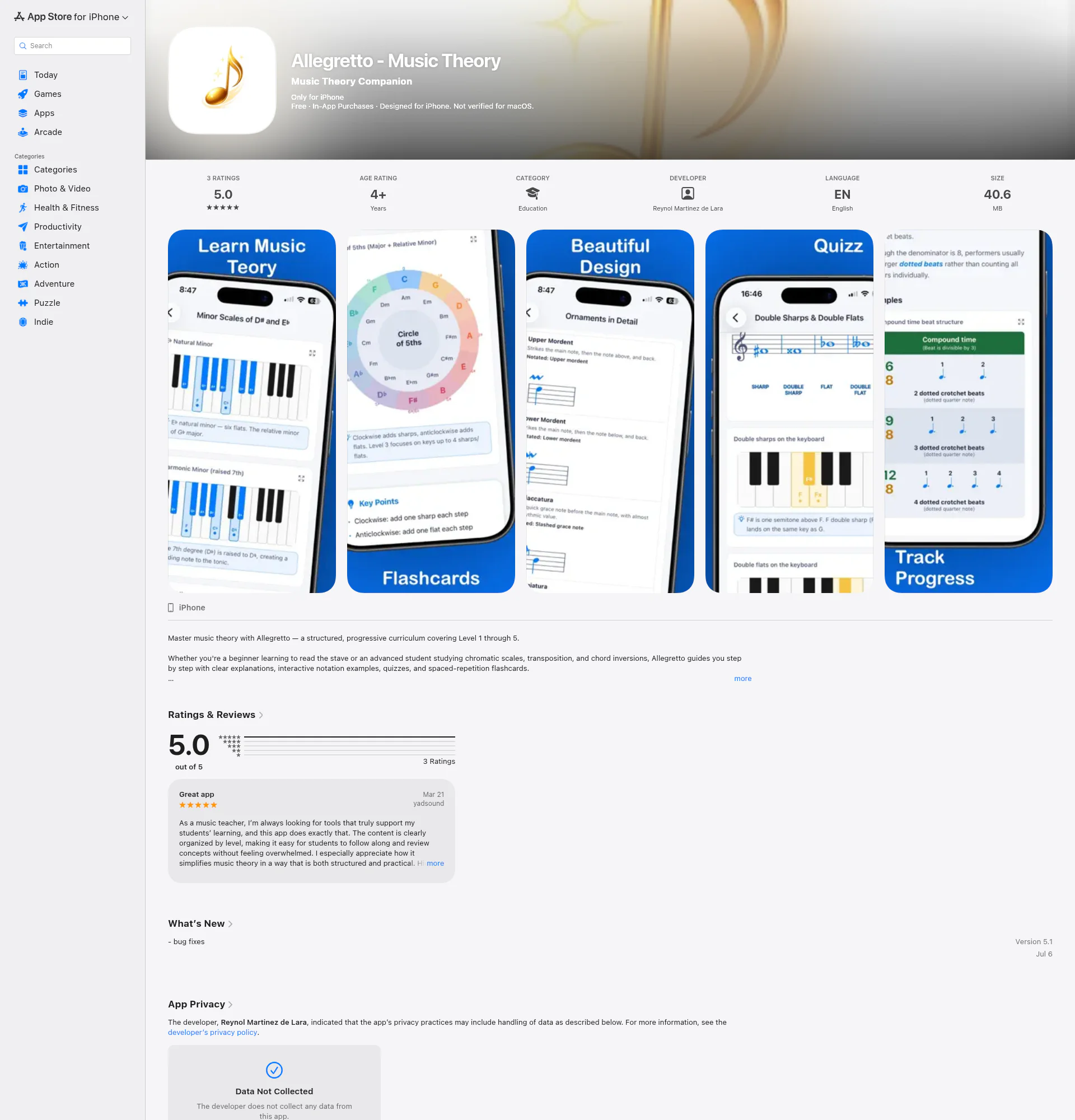 Allegretto landing page