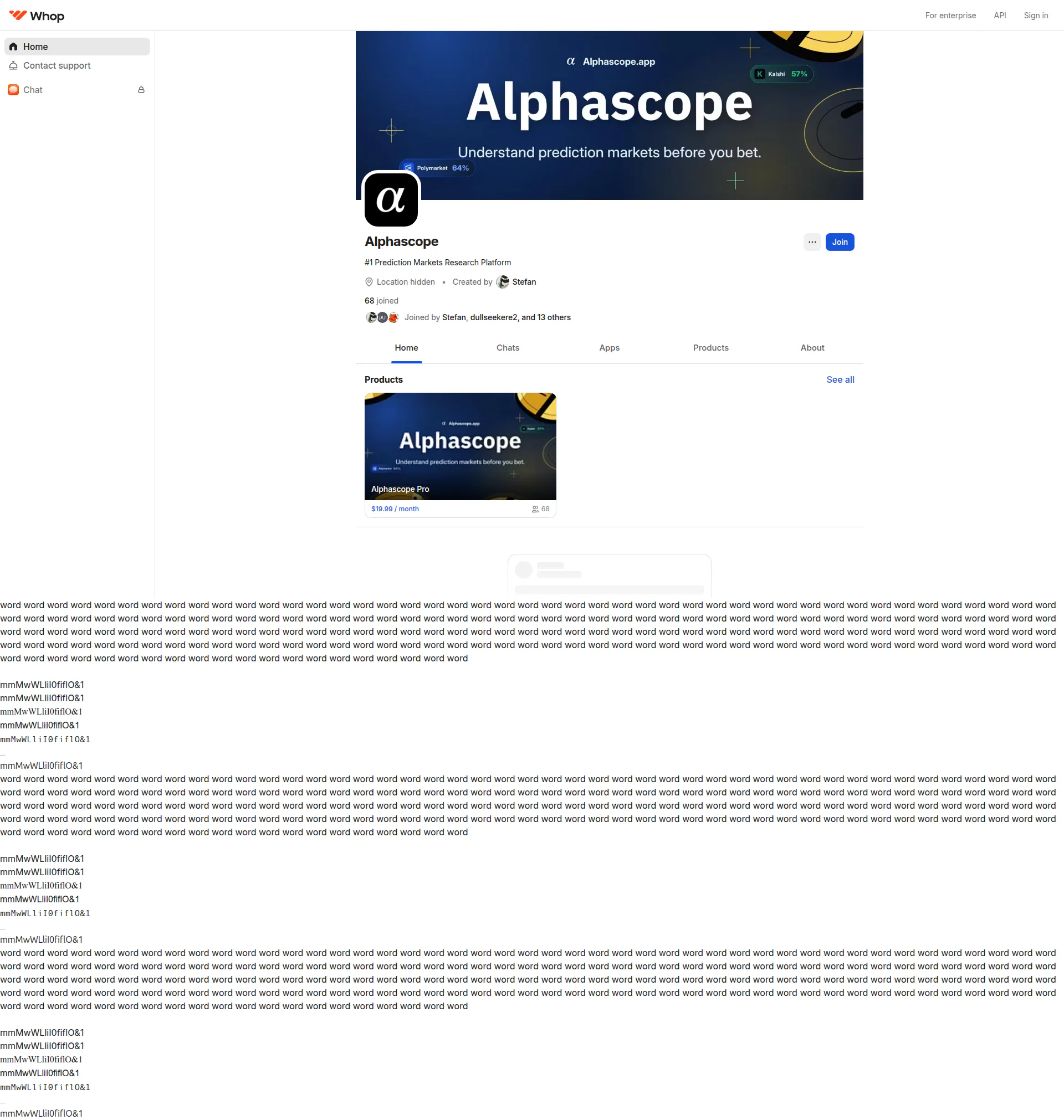 Alphascope landing page