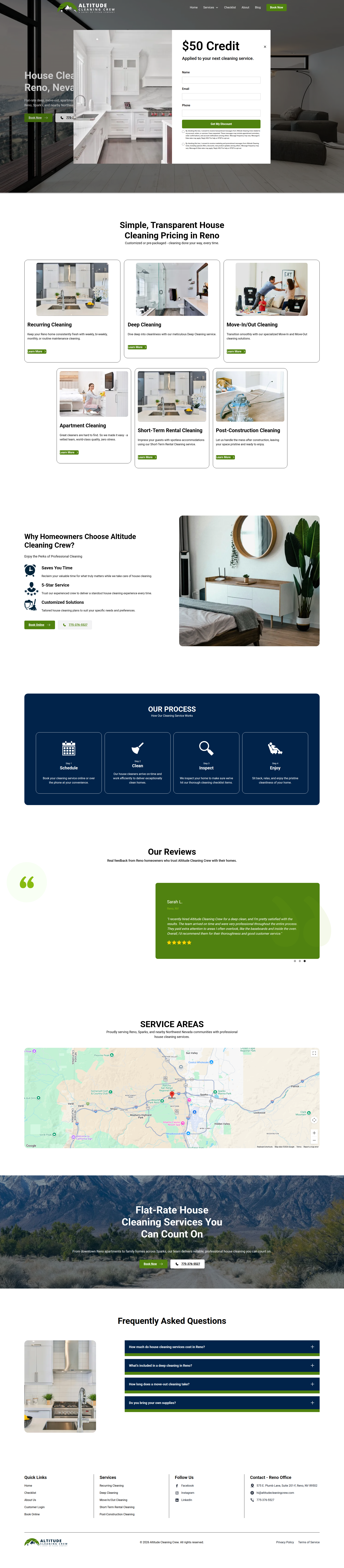 Landing page screenshot for altitudecleaningcrew.com, 1920 by 8747 pixels