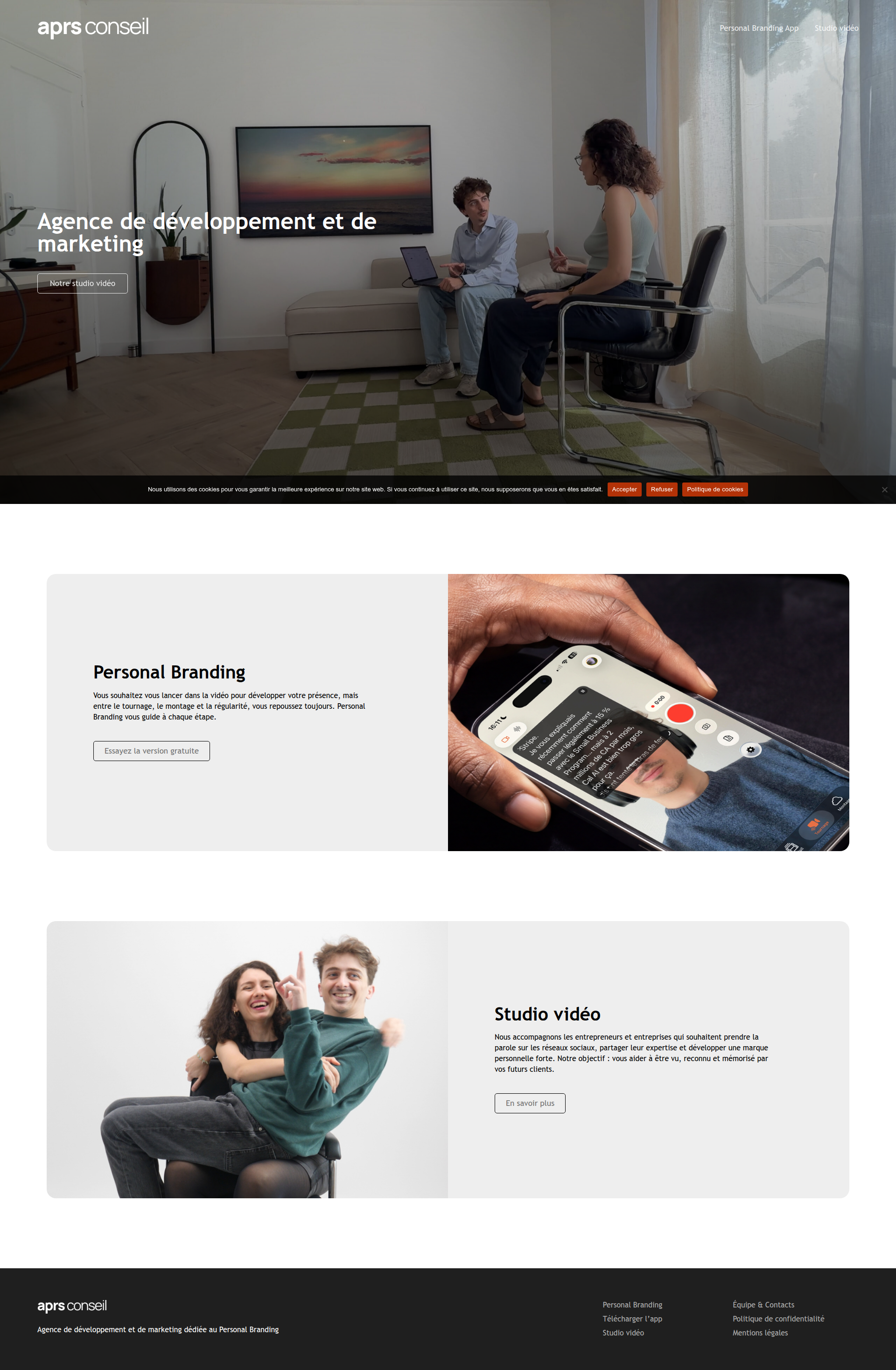 Landing page screenshot for aprs-conseil.com, 1920 by 2936 pixels