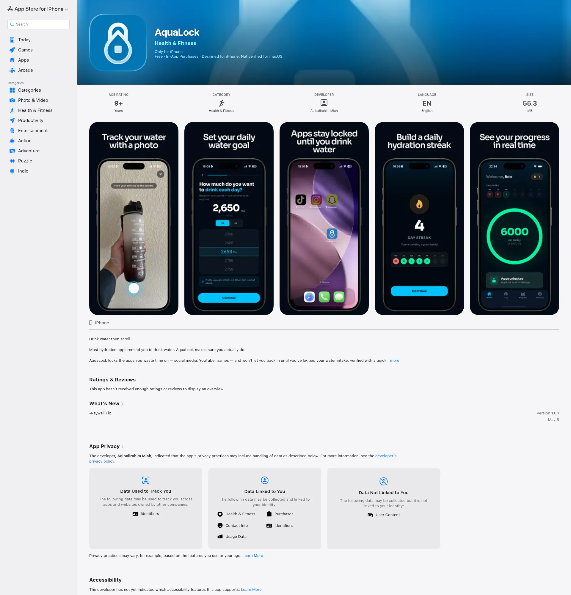 Aqua Lock landing page