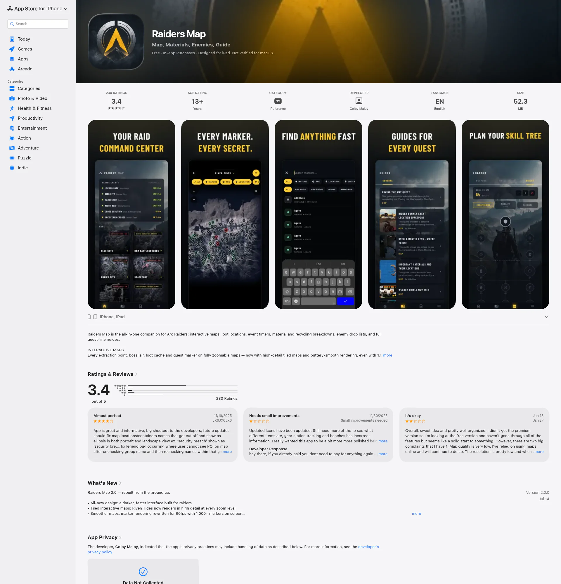 Arc Raiders Map landing page