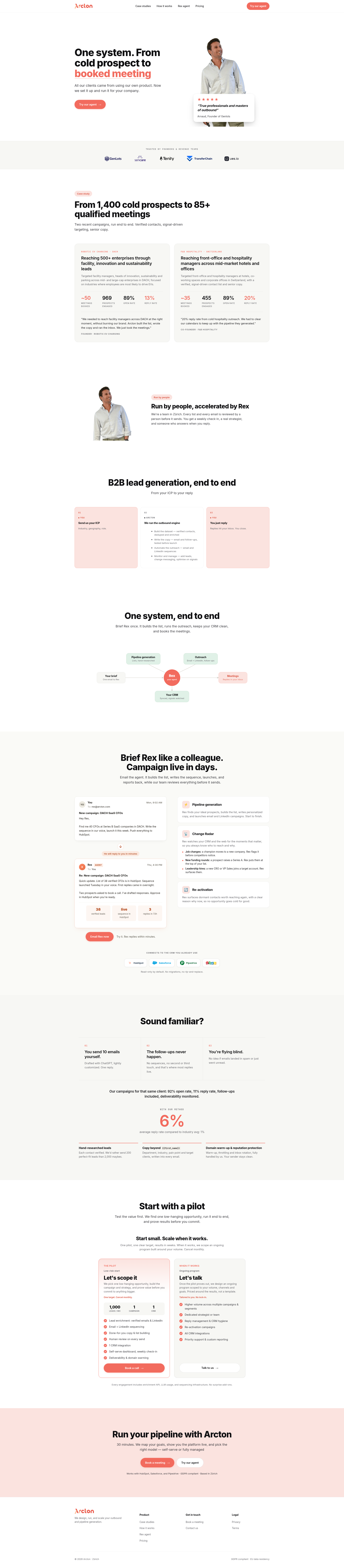Landing page screenshot for arcton.com, 1920 by 8730 pixels