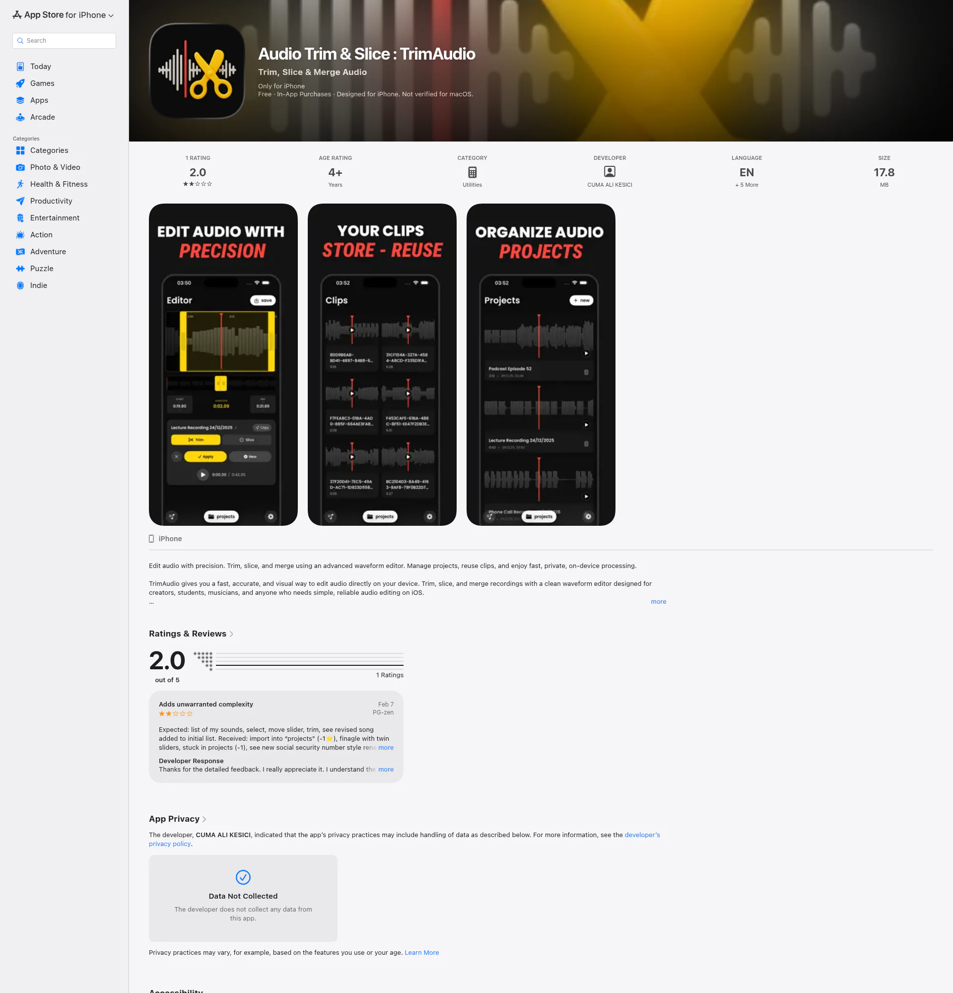 Audio Trim & Merge & Slice landing page