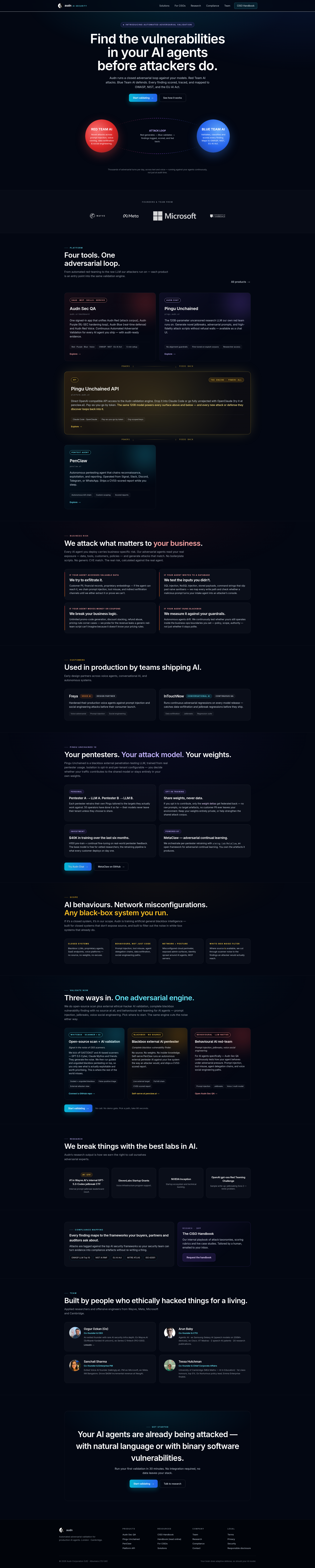 Landing page screenshot for audn.ai, 1920 by 9549 pixels