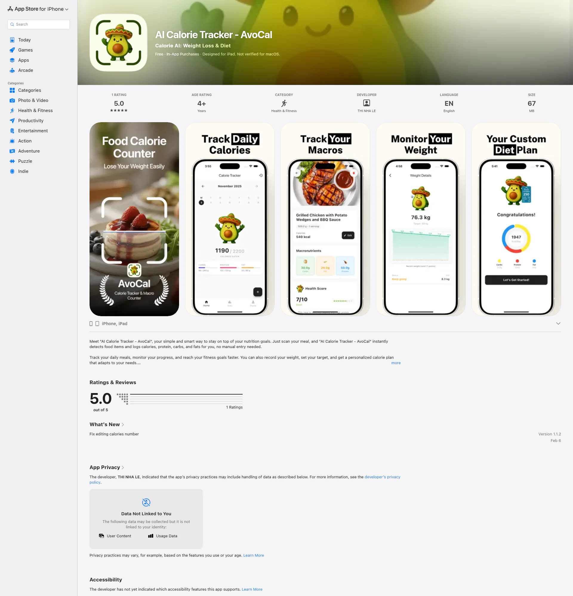 AvoCal landing page