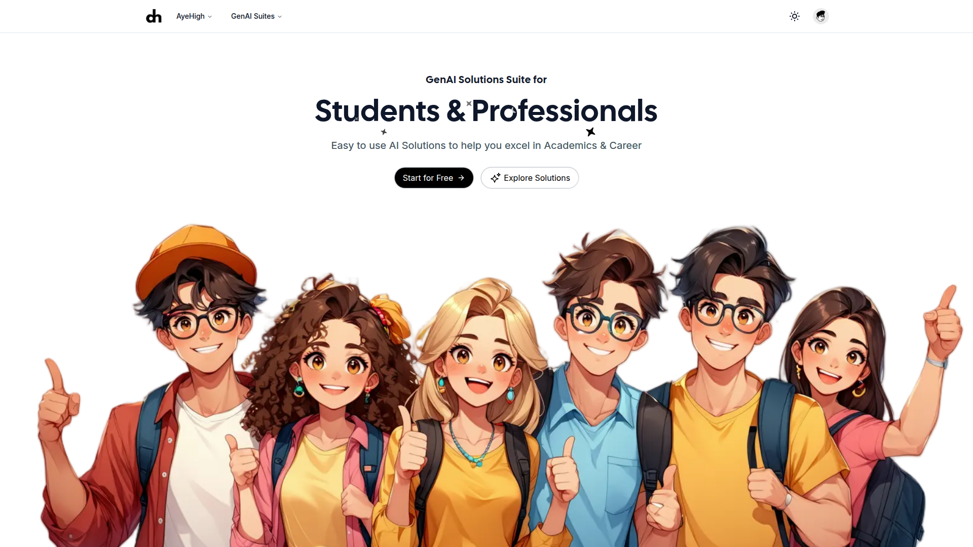 Landing page screenshot for ayehigh.com, 1920 by 1080 pixels