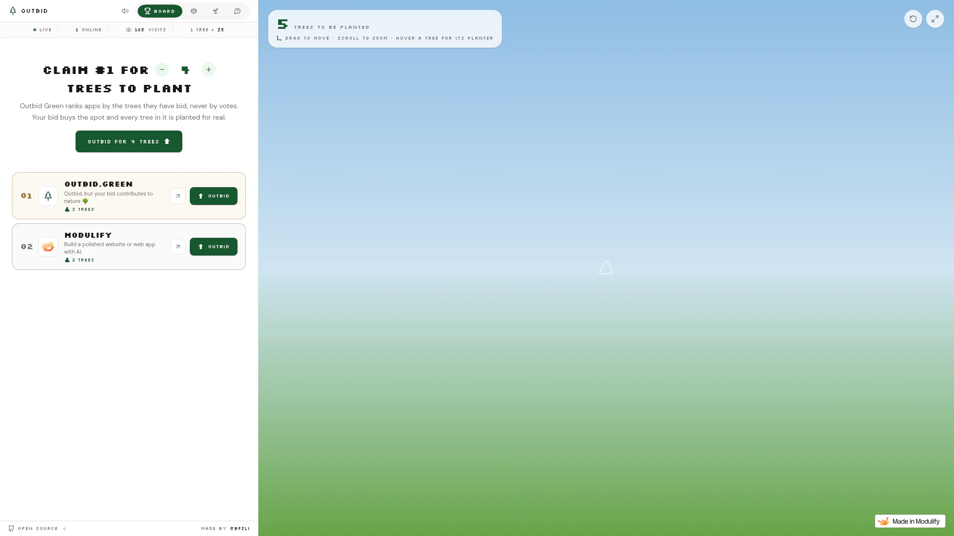 Outbid.green website