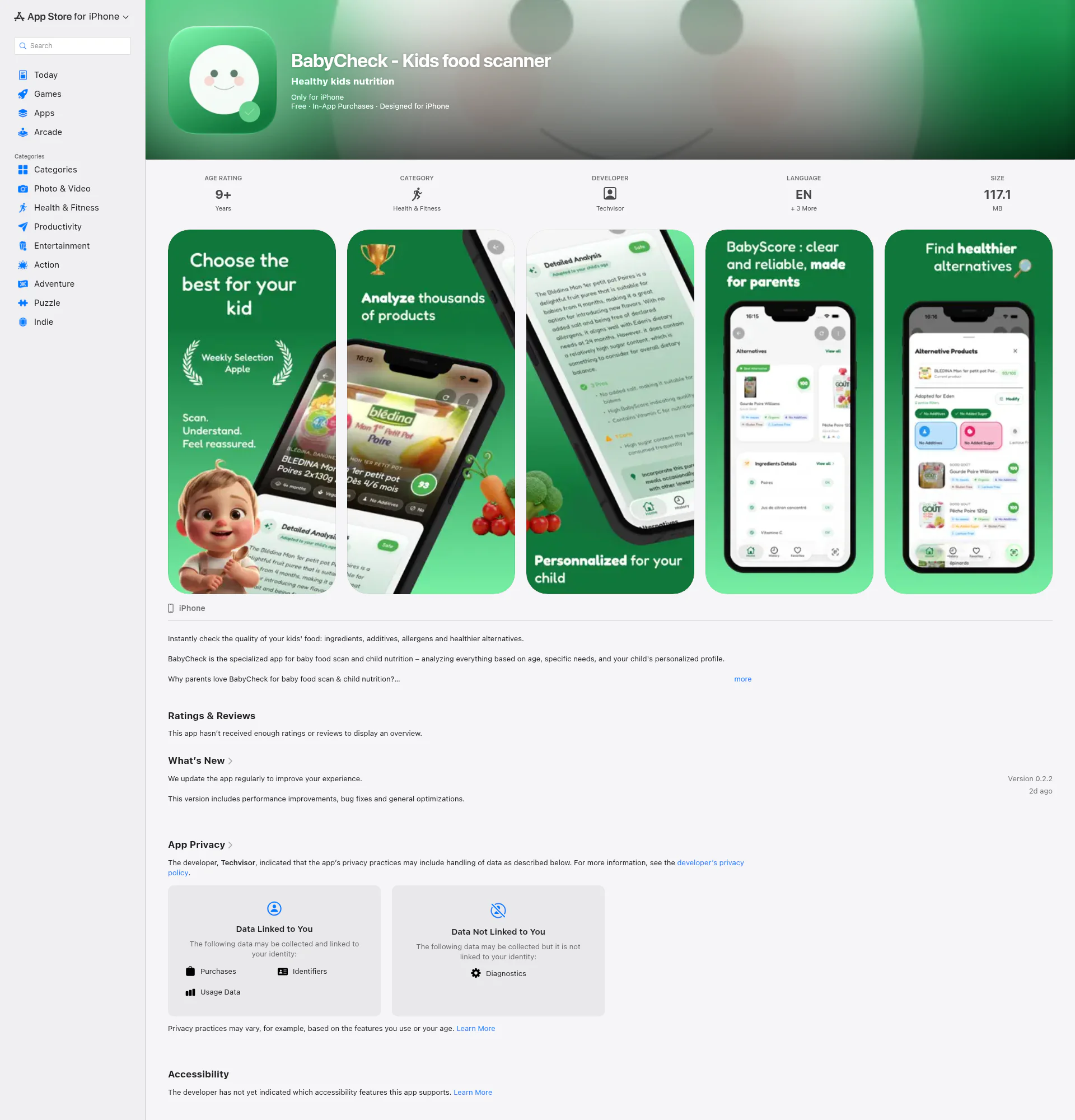 Babycheck landing page
