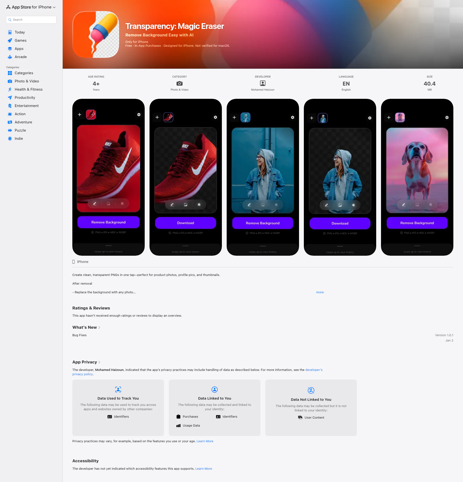 Background remover landing page
