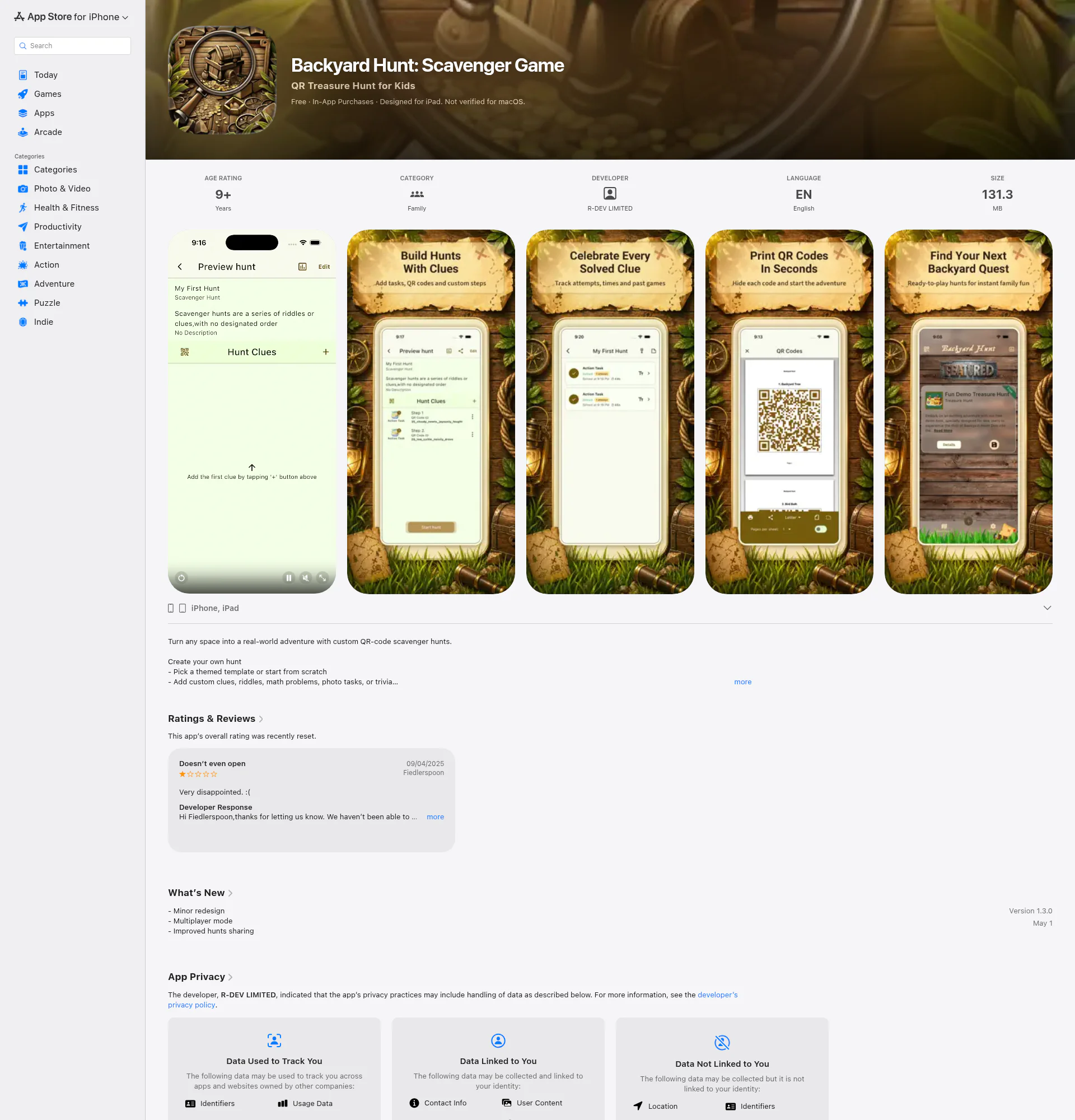 Backyard Hunt - QR Scavenger / Treasure Hunts landing page