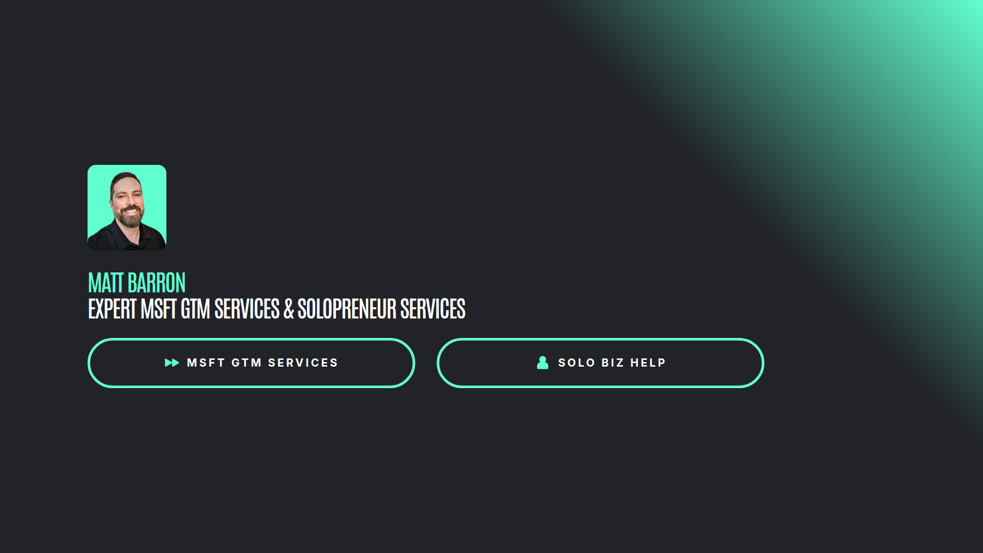 Landing page screenshot for barrontech.net, 1920 by 1080 pixels