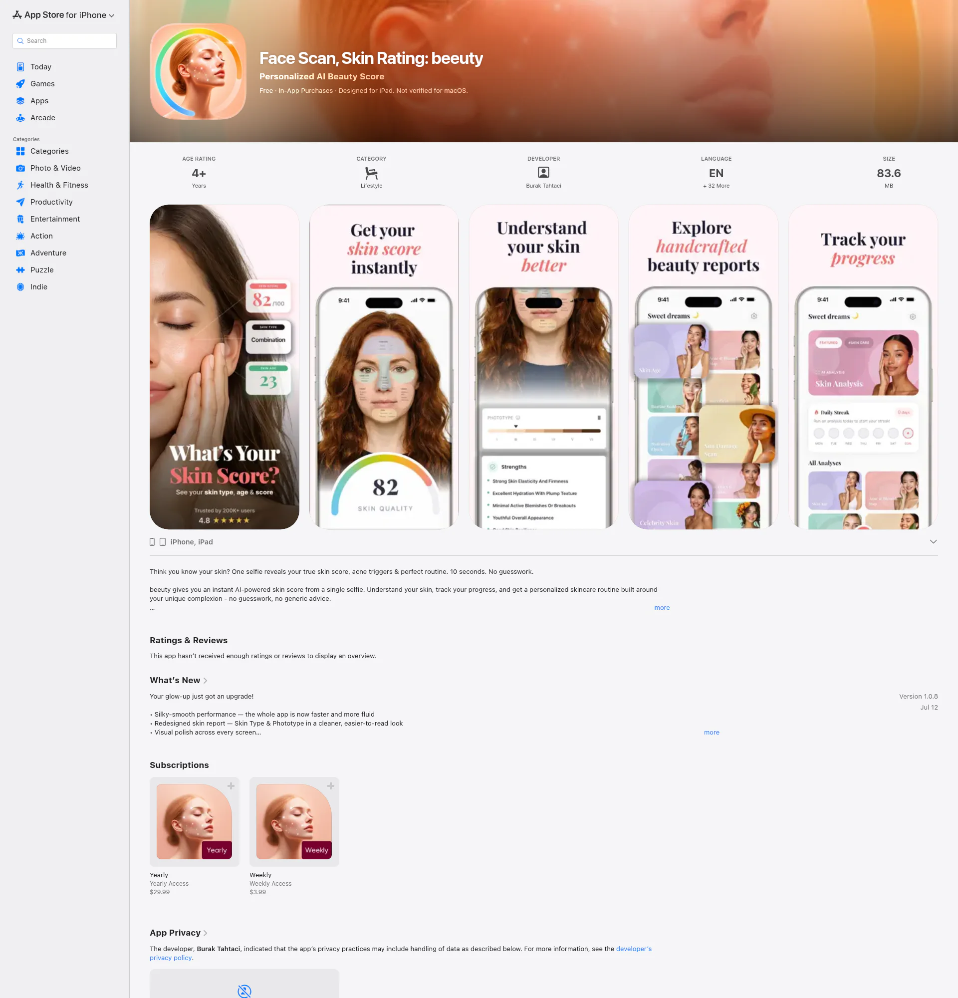 beeuty landing page