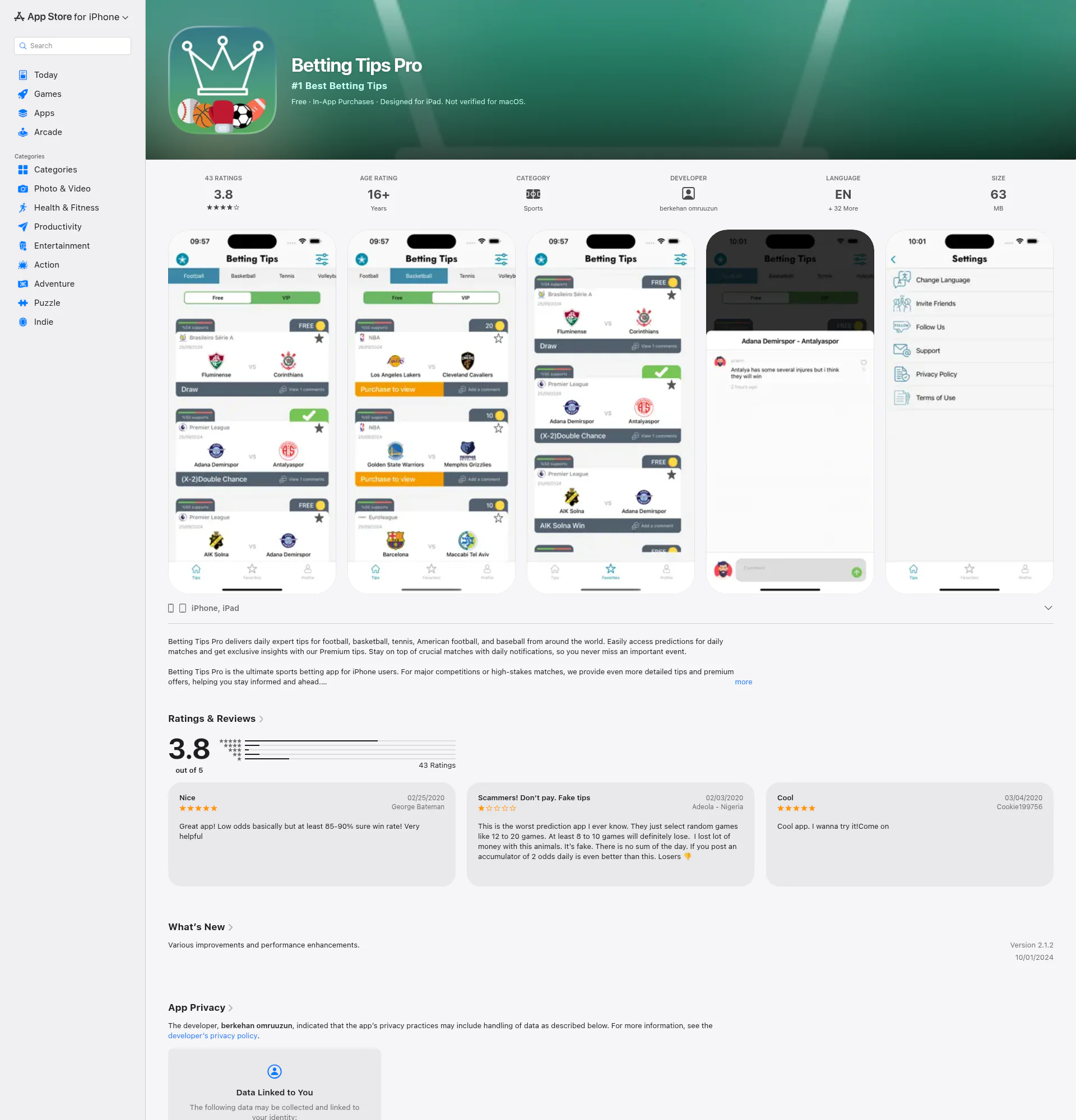 Betting Tips landing page