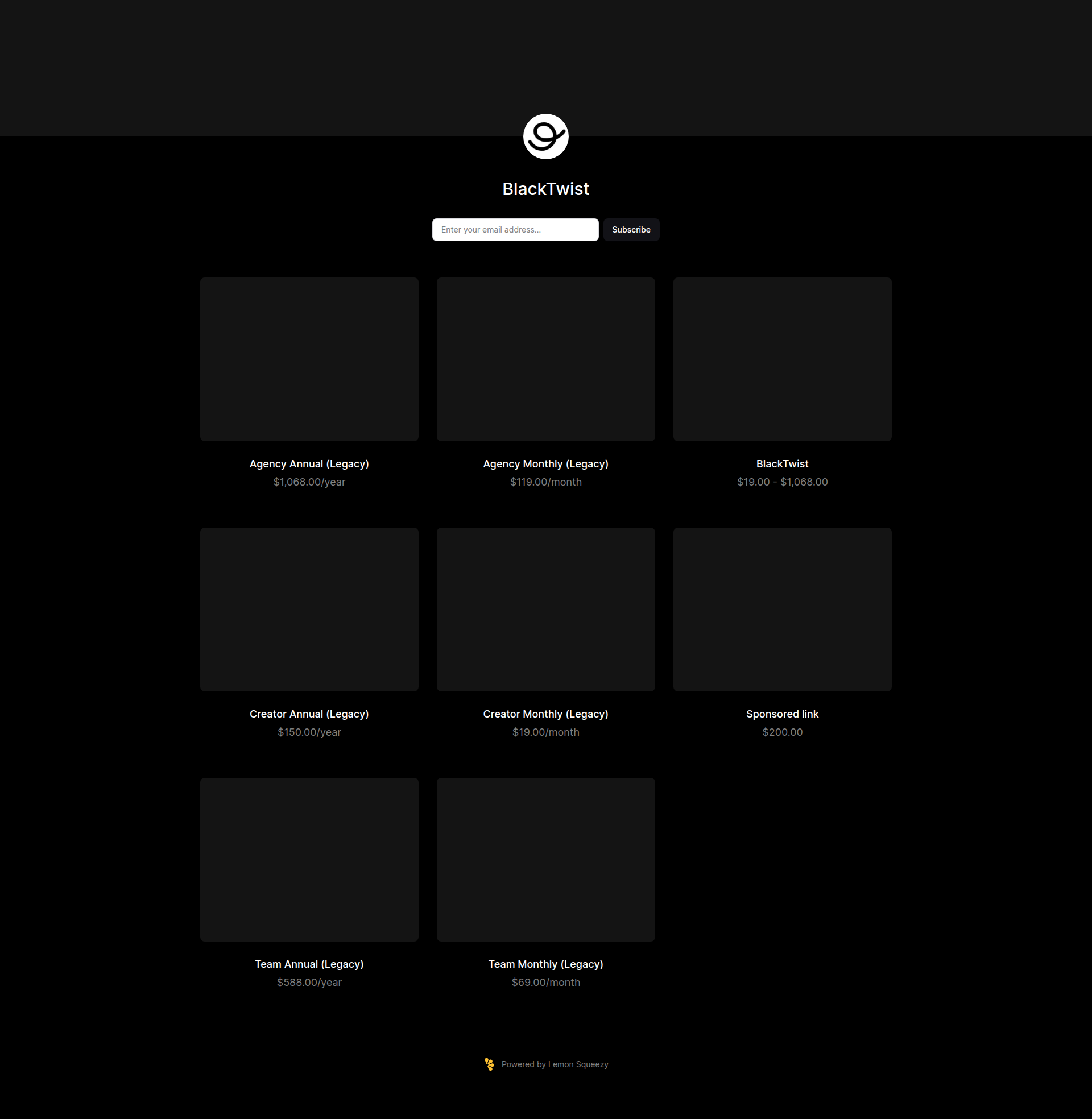 Landing page screenshot for blacktwist.lemonsqueezy.com, 1920 by 1968 pixels
