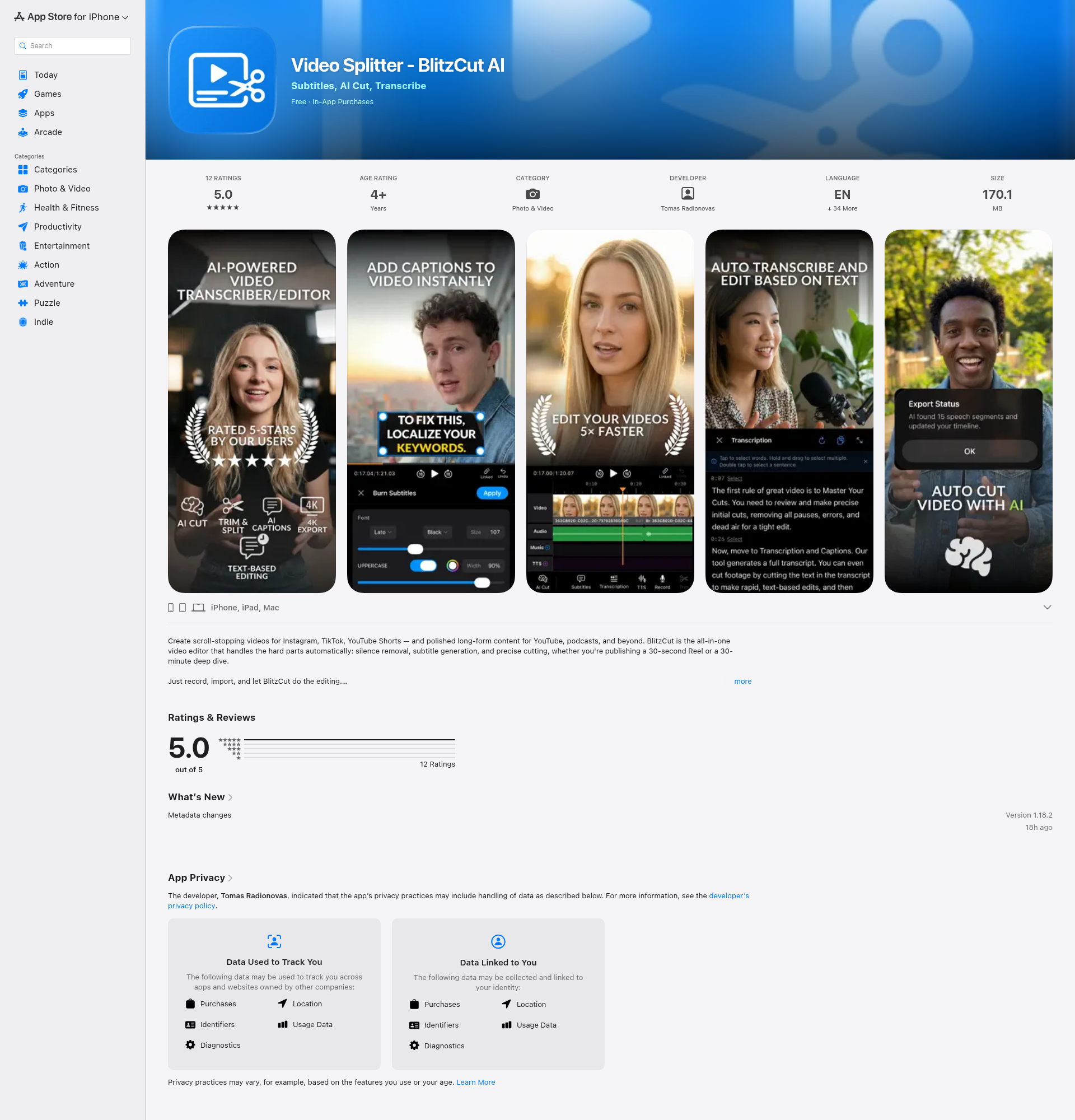 Landing page screenshot for apps.apple.com, 1920 by 2000 pixels
