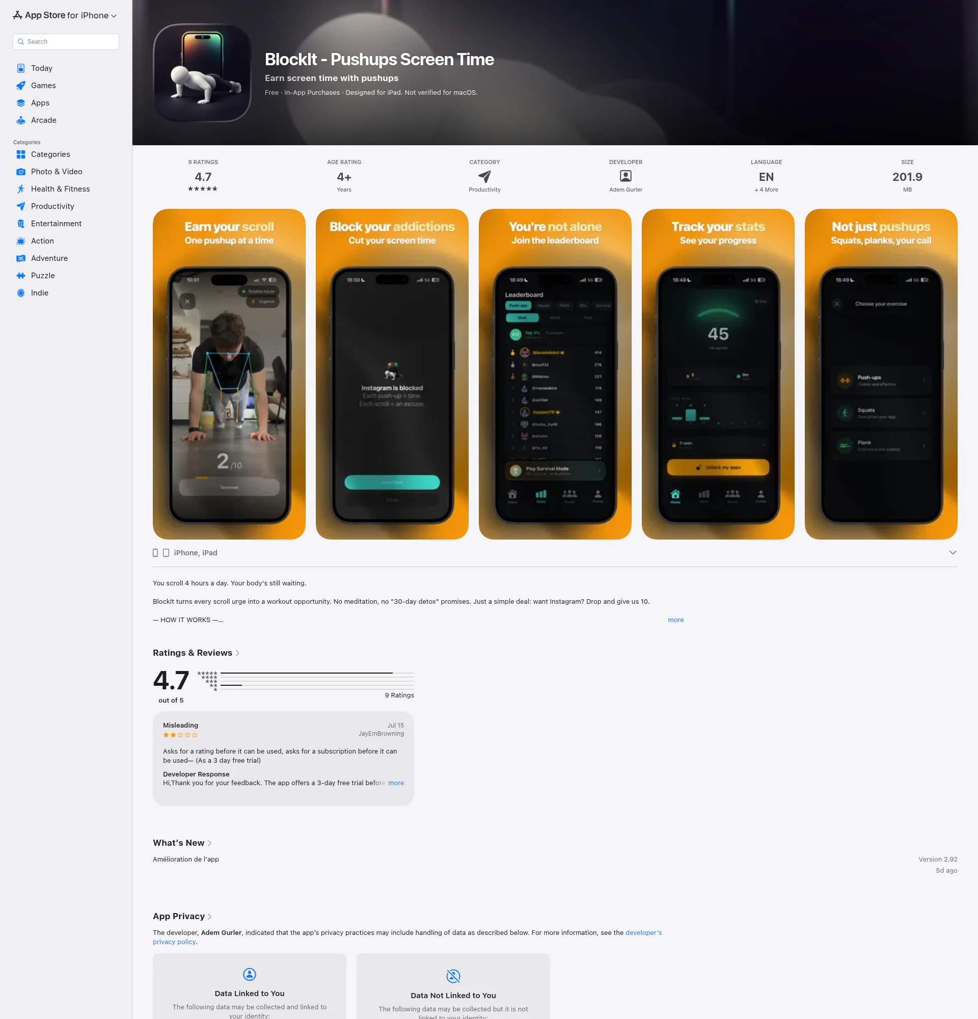 Blockit landing page