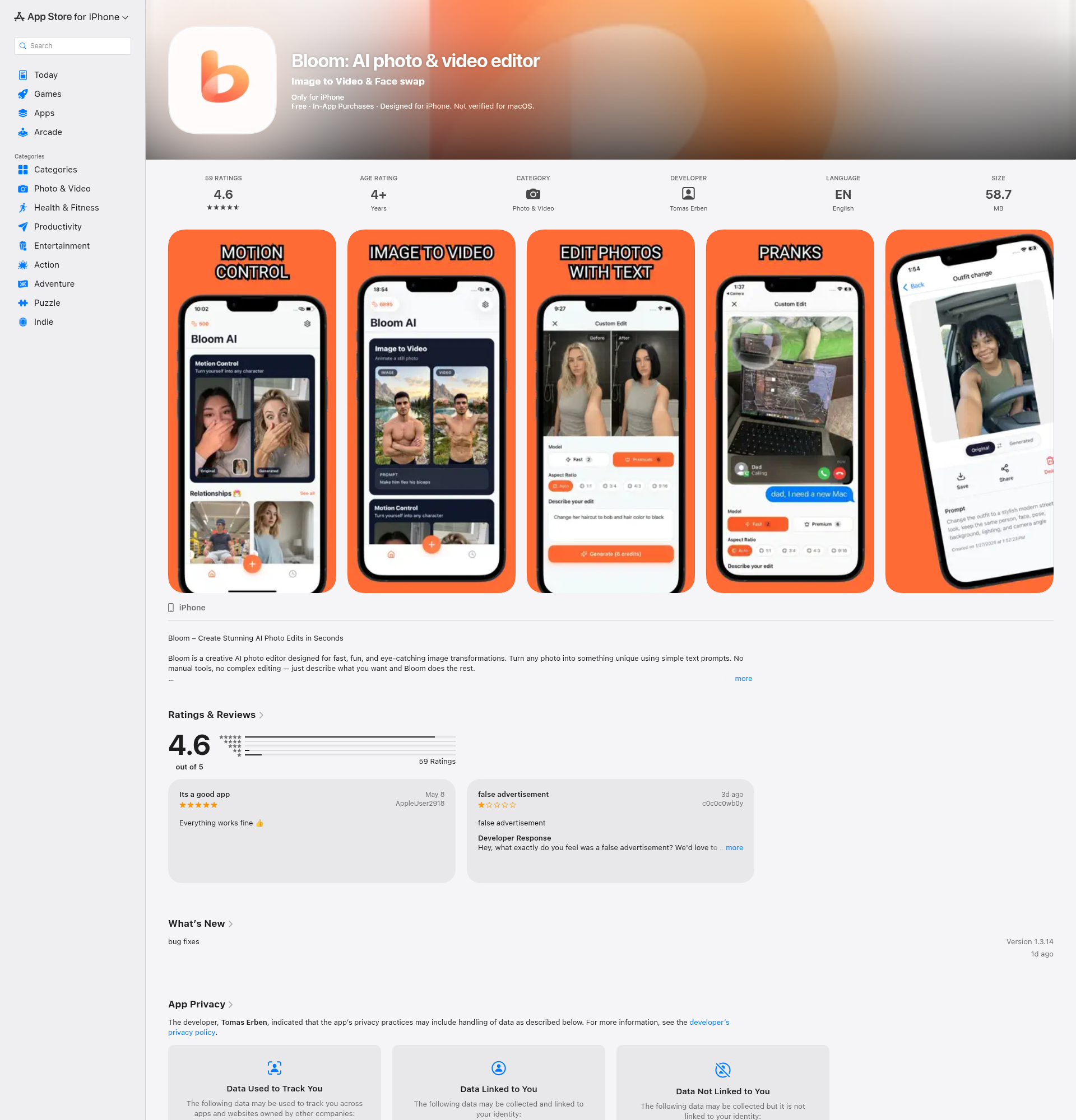 Landing page screenshot for apps.apple.com, 1920 by 2000 pixels