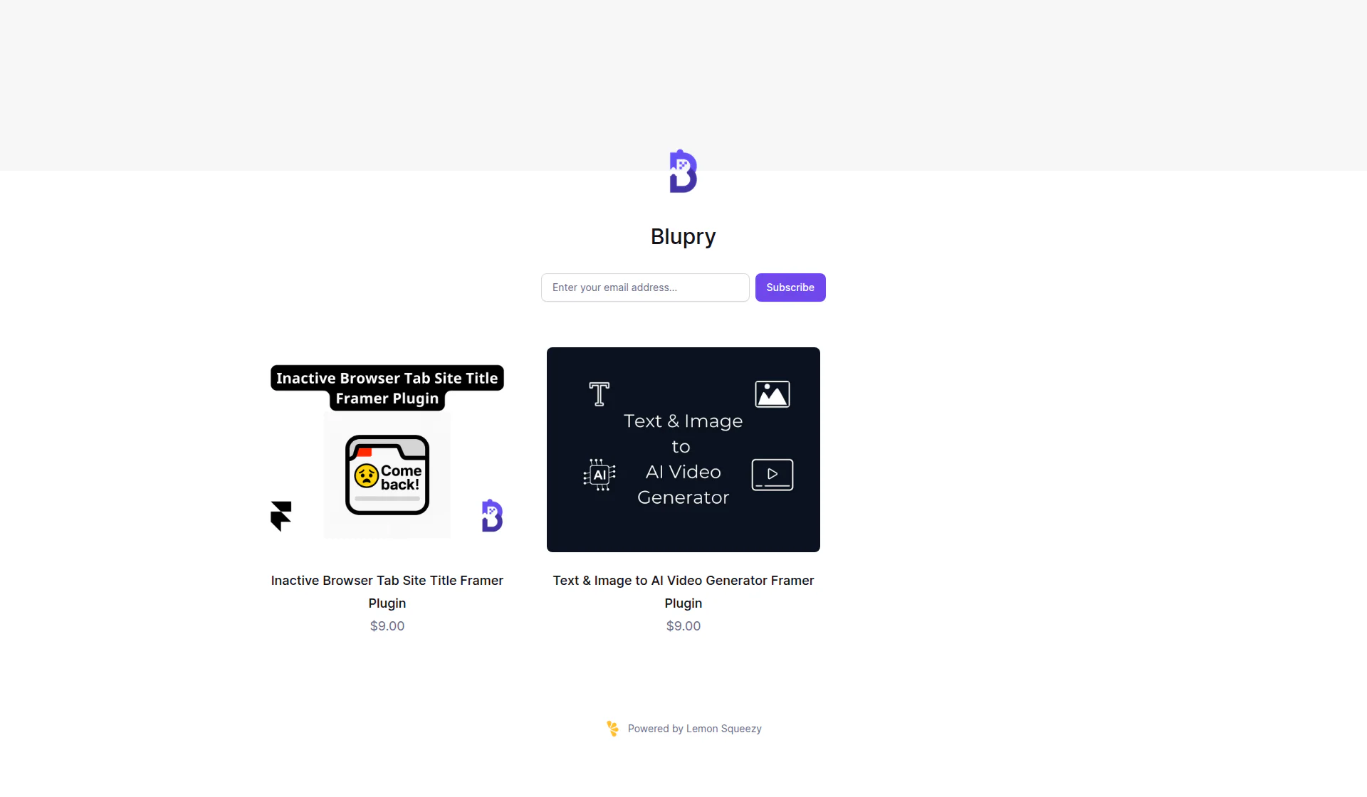 Blupry landing page