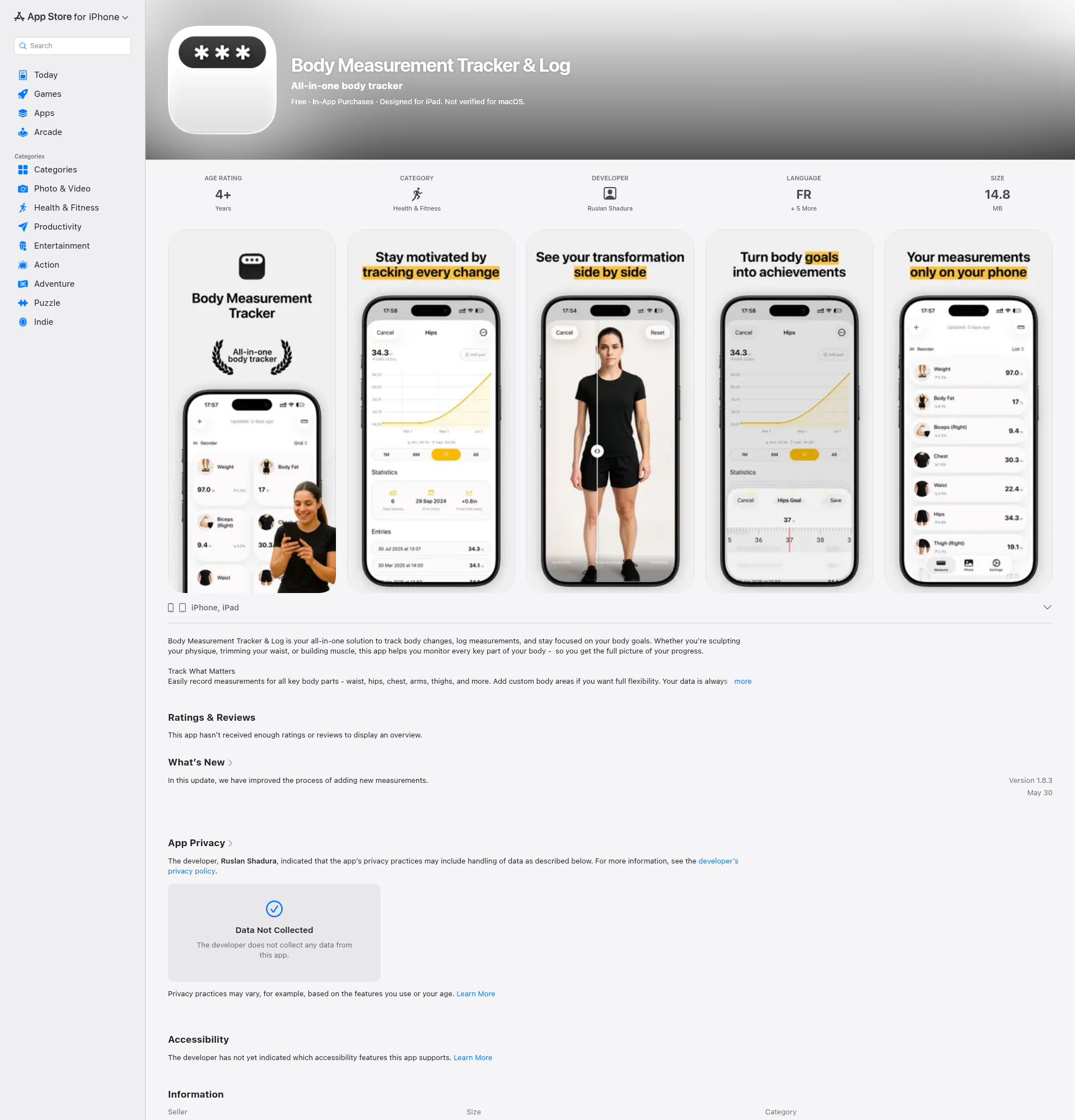 Landing page screenshot for apps.apple.com, 1920 by 2000 pixels