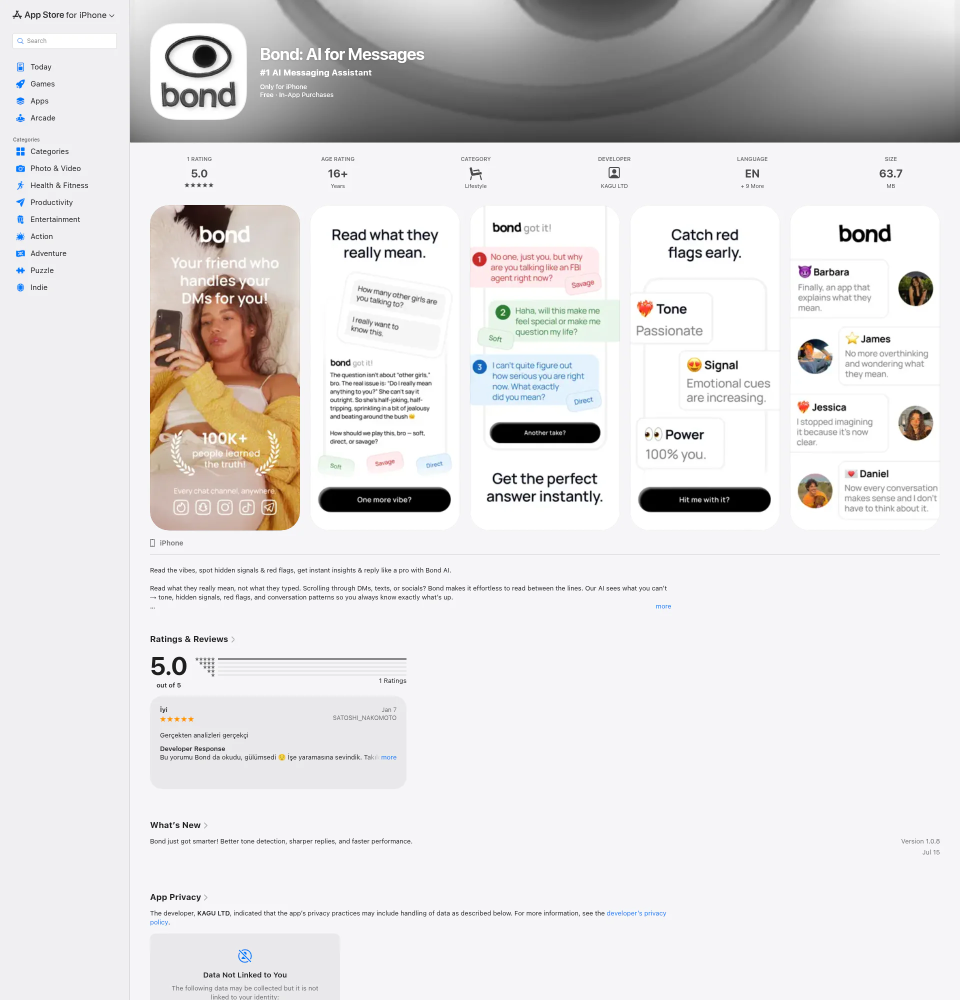 Bond landing page